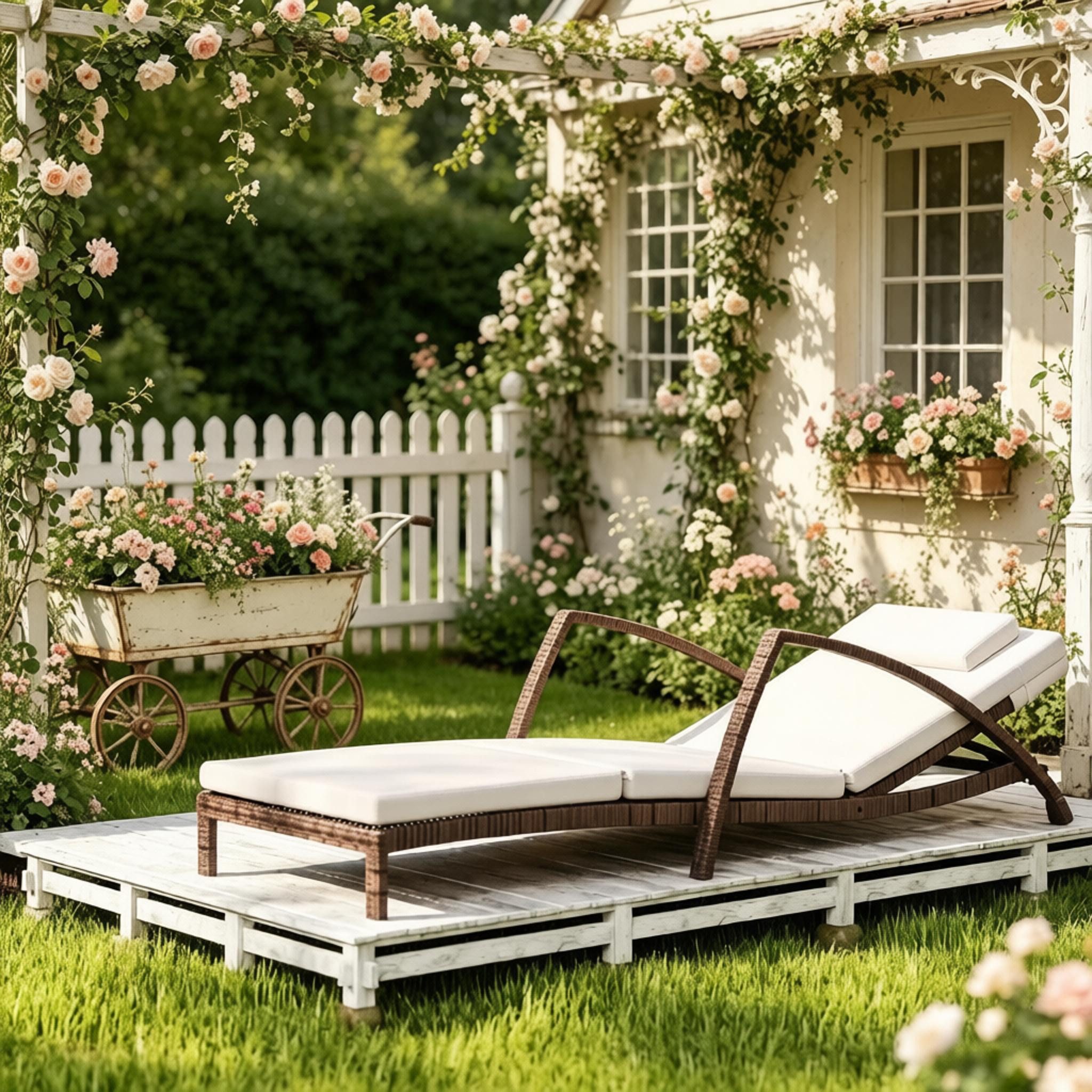 CHICFURN Gartenliege Moderne Sonnenliege mit Rädern für Terrasse und Außenbereich, Packung, 1 St., Chaise Lounge Stuhl für entspannte Momente im Garten, 185 x 72 x 78 cm, Braun, Beige, 1 Stück