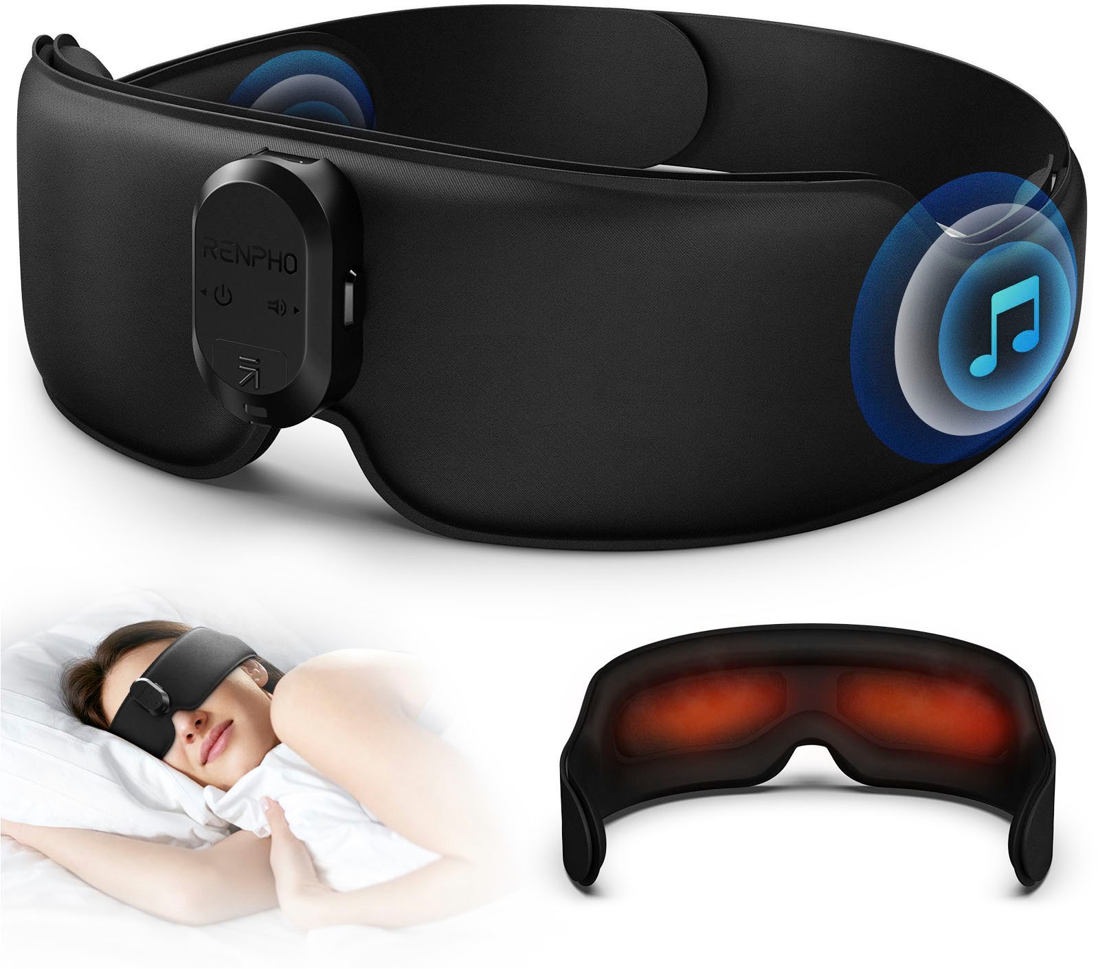 RENPHO Beruhigungs- und Entspannungsgerät Eyesnooze Aroma - Sleepmask, Eyesnooze Aroma Schlafmaske: Wärme, Duft & Musik für tiefen Schlaf.