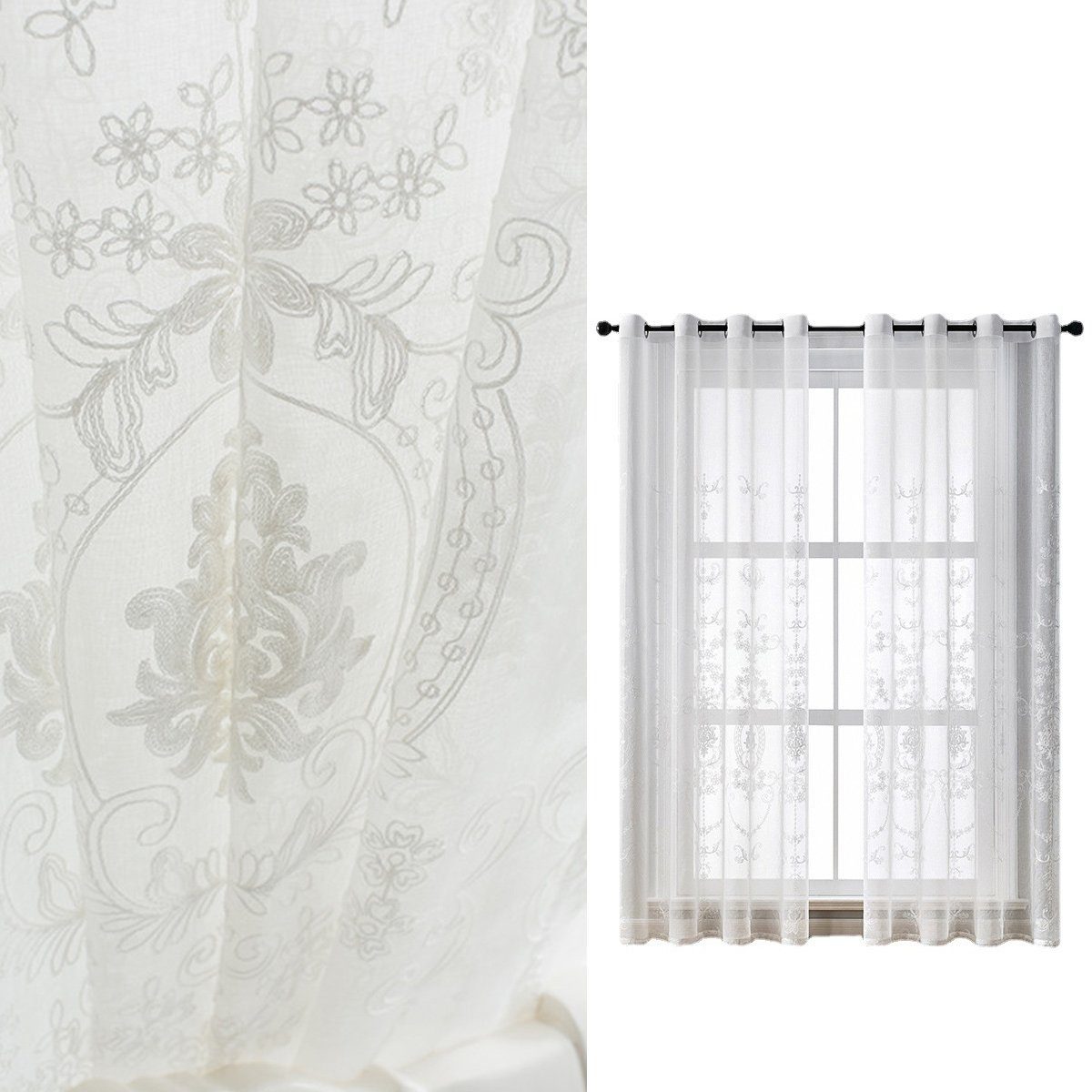 Verdunkelungsvorhang Europäische Klassische Vorhänge Gardinen,für Wohnzimmer Schlafzimmer, Jormftte Weiß3