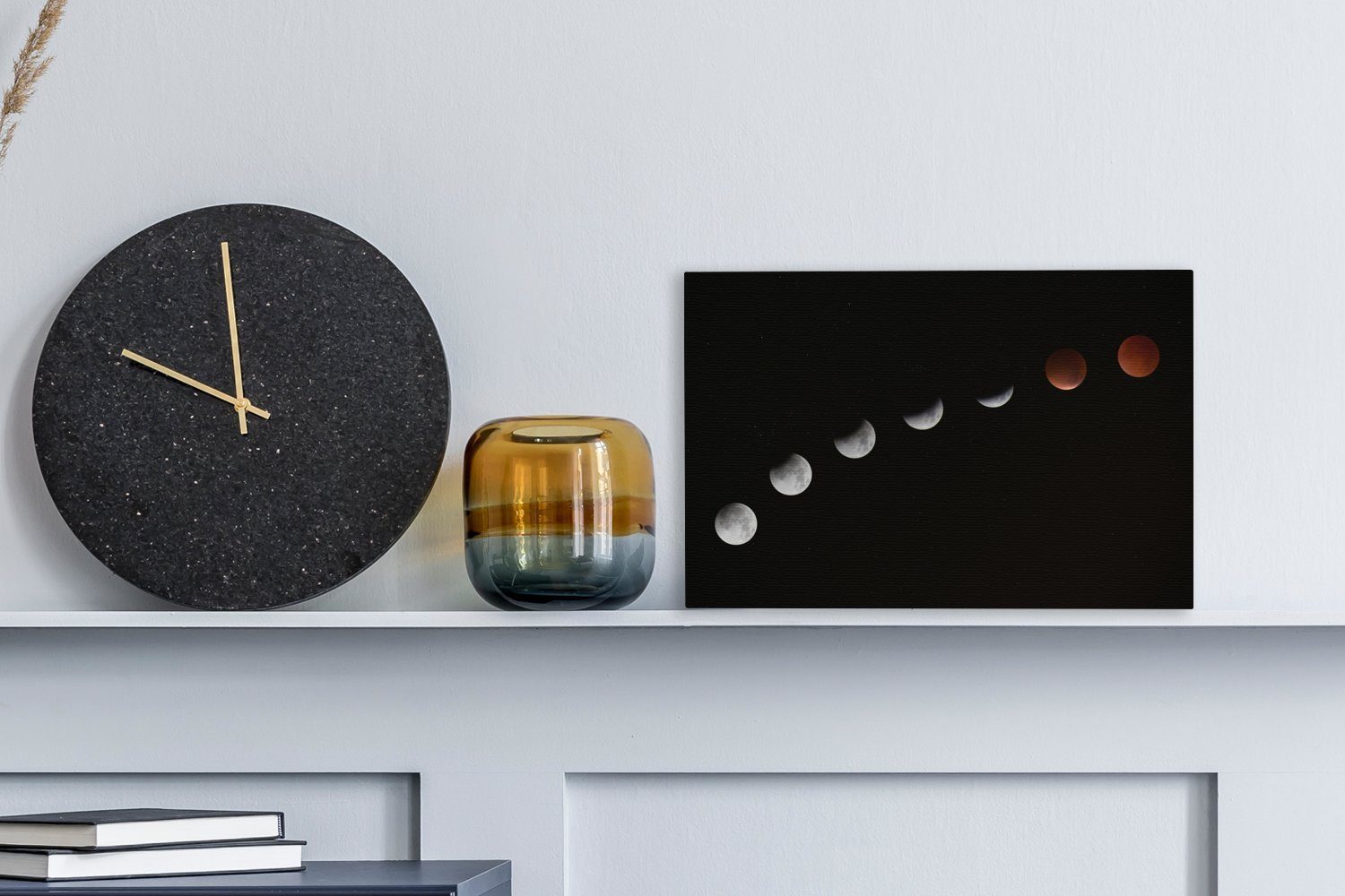Leinwandbilder, - - OneMillionCanvasses® cm 30x20 Wanddeko, (1 St), Aufhängefertig, Schwarz, Mond Wandbild Planeten Leinwandbild