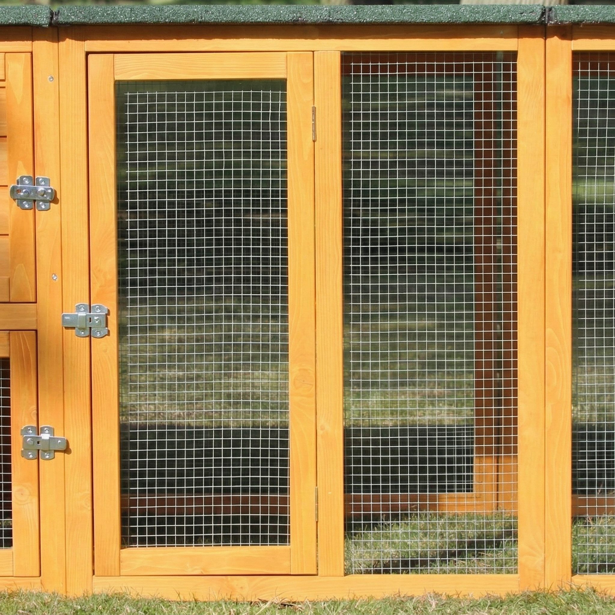 Zooprinz Hühnerstall Hühnervoliere Flexi mit oder ohne Auslauf 215x70x65 cm (BxHxT), Metall Kotschublade, Flexibler Stall, Kiefernholz