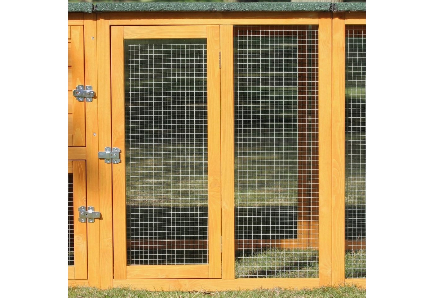 Zooprinz Hühnerstall Hühnervoliere Flexi mit oder ohne Auslauf 215x70x65 cm (BxHxT), Metall Kotschublade, Flexibler Stall, Kiefernholz