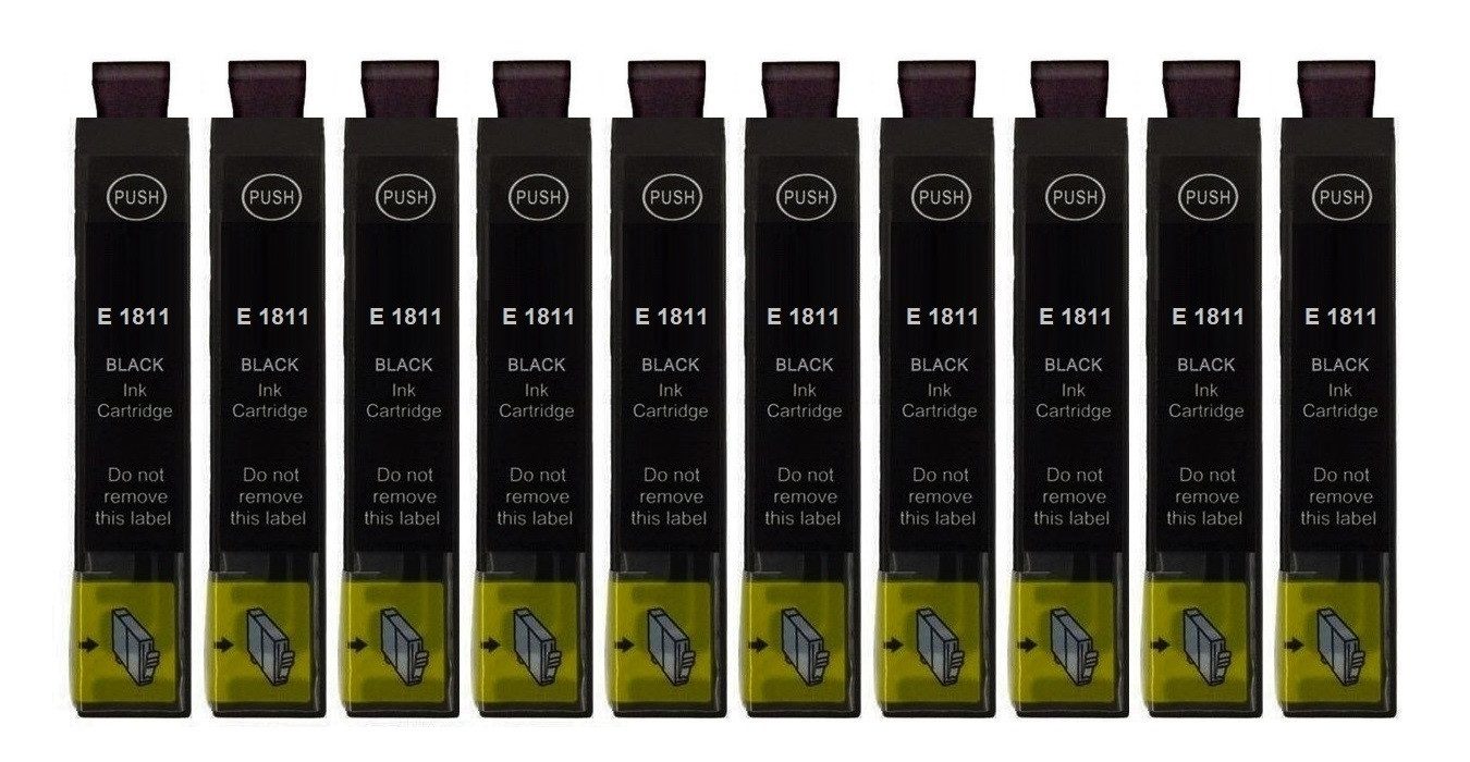 inkpro 10 x Druckerpatrone T18 XL BK kompatibel mit Epson 18XL, T1811 schwarz Tintenpatrone (für Epson Expression Home XP-102, 202, 205, 212, 215, 225, 30, 302, 305, 312, 313, 315, 322, 325, 33, 402, 405, 412, 413, 415, 420, 422, 425, 10-tlg., ersetzt Epson T1801, T1811, T18XL, 18XL black (Gänseblümchen)