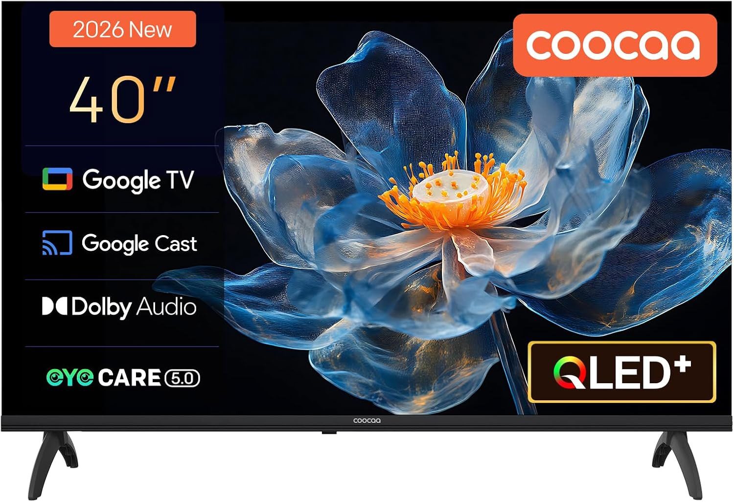 Coocaa 40CGQG40Z QLED-Fernseher (100 cm/40 Zoll, HDR10, HLG, 1.5GB RAM für flüssiges Streaming, Dolby Audio, Triple Tuner DVB-T/-T2/-C/-S/-S2 CI+,Bluetooth 5.1, Google TV, 40 Zoll Fernseher, 100cm, QLED FHD Smart TV, Superior QLED Tech)
