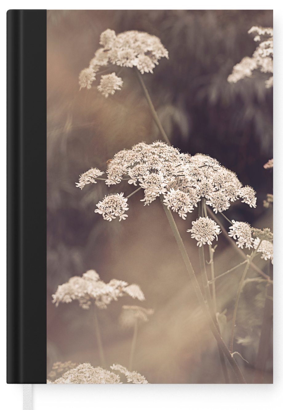 MuchoWow Notizbuch Pflanze - Weiß Journal, - 98 Seiten, - Notizheft, Tagebuch, Merkzettel, Blumen, A5, Haushaltsbuch Natur