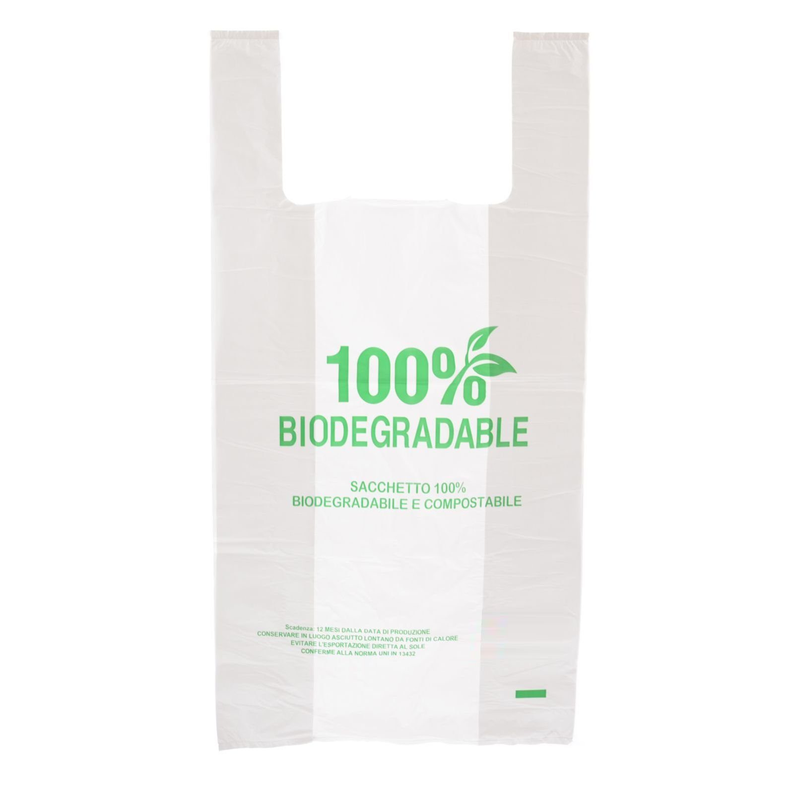 Einkaufsbeutel 1000 Stück Hemdchentragetaschen 100% Biodegradable (60), (30+18×60 cm), weiß, geblockt, mit gelochter Aufhängelasche, aus Bio-Folie