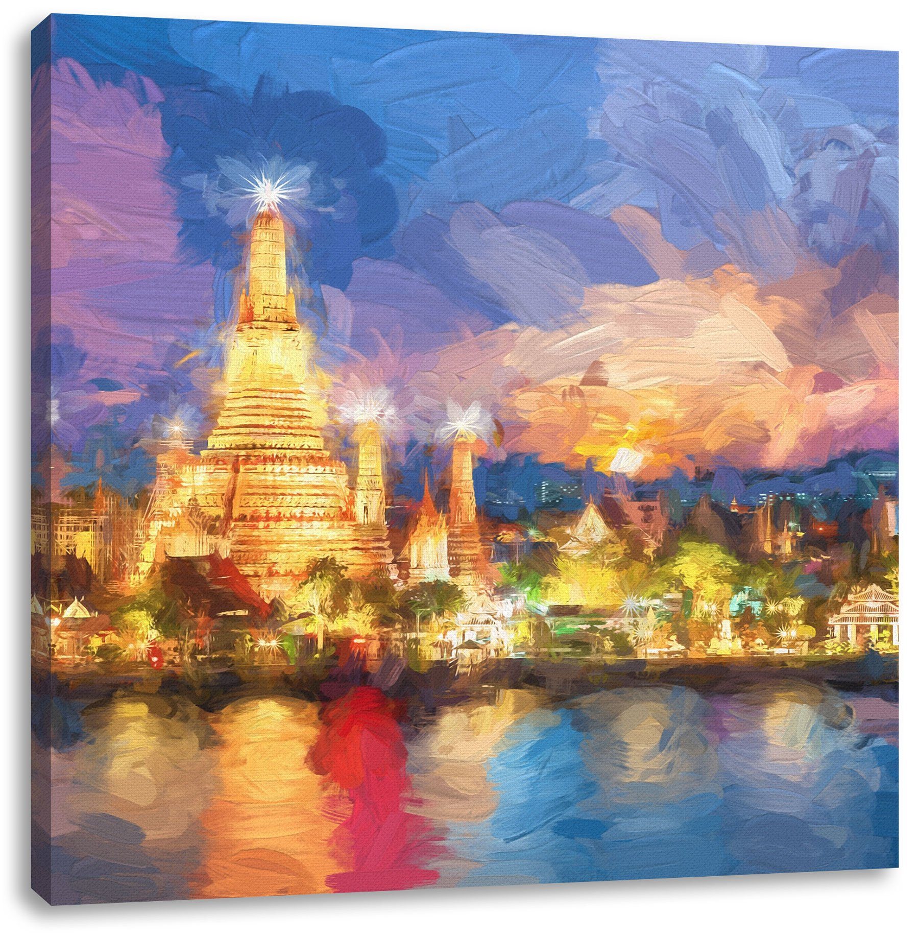 Neue Produkte im Versandhandel supergünstig! Pixxprint Leinwandbild Tempel Tempel fertig St), Bangkok Bangkok Thailand, (1 bespannt, Zackenaufhänger Leinwandbild Thailand inkl