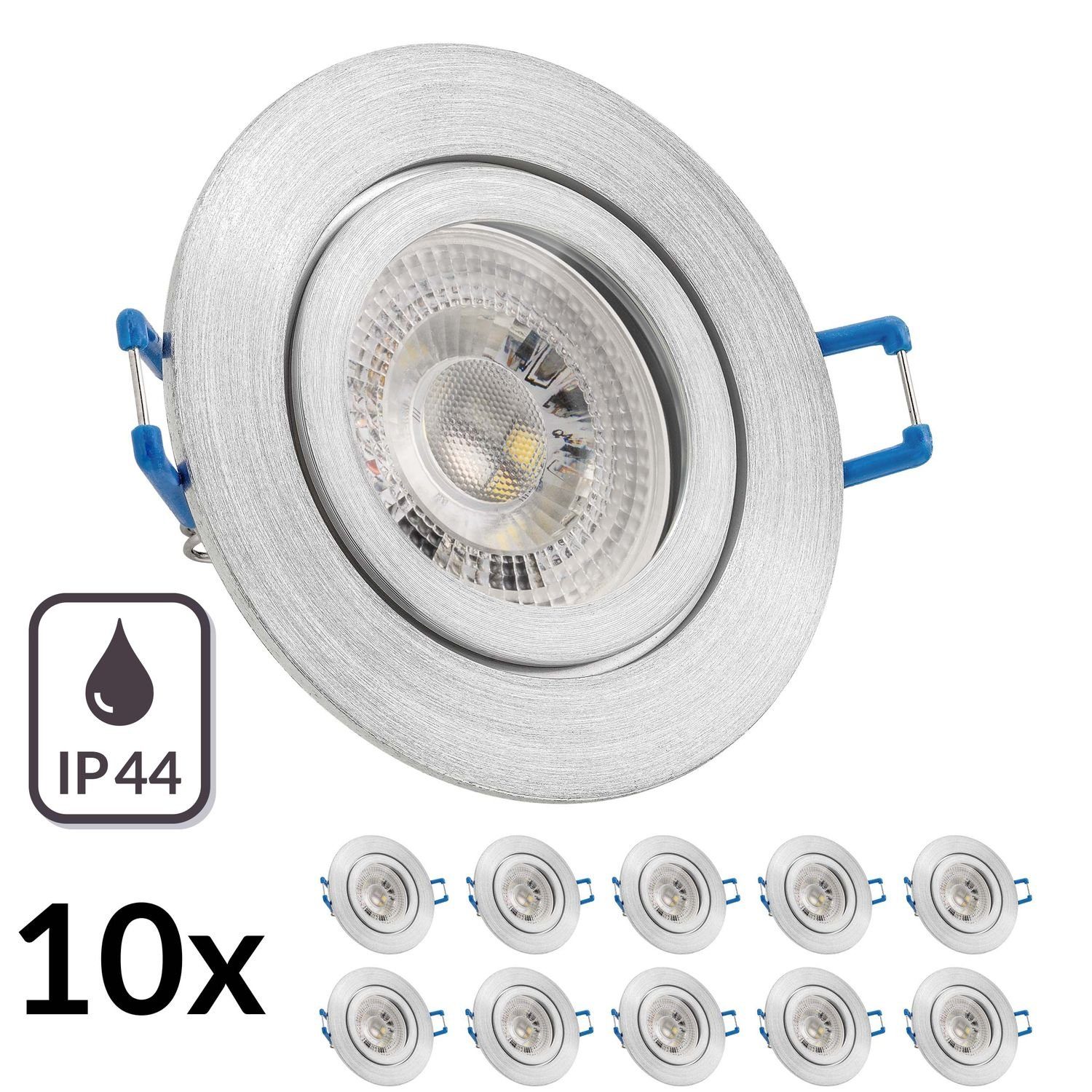 LED IP44 LEDANDO RGB LED matt Set aluminium Einbaustrahler LED 10er in Einbaustrahler mit 3W GU10