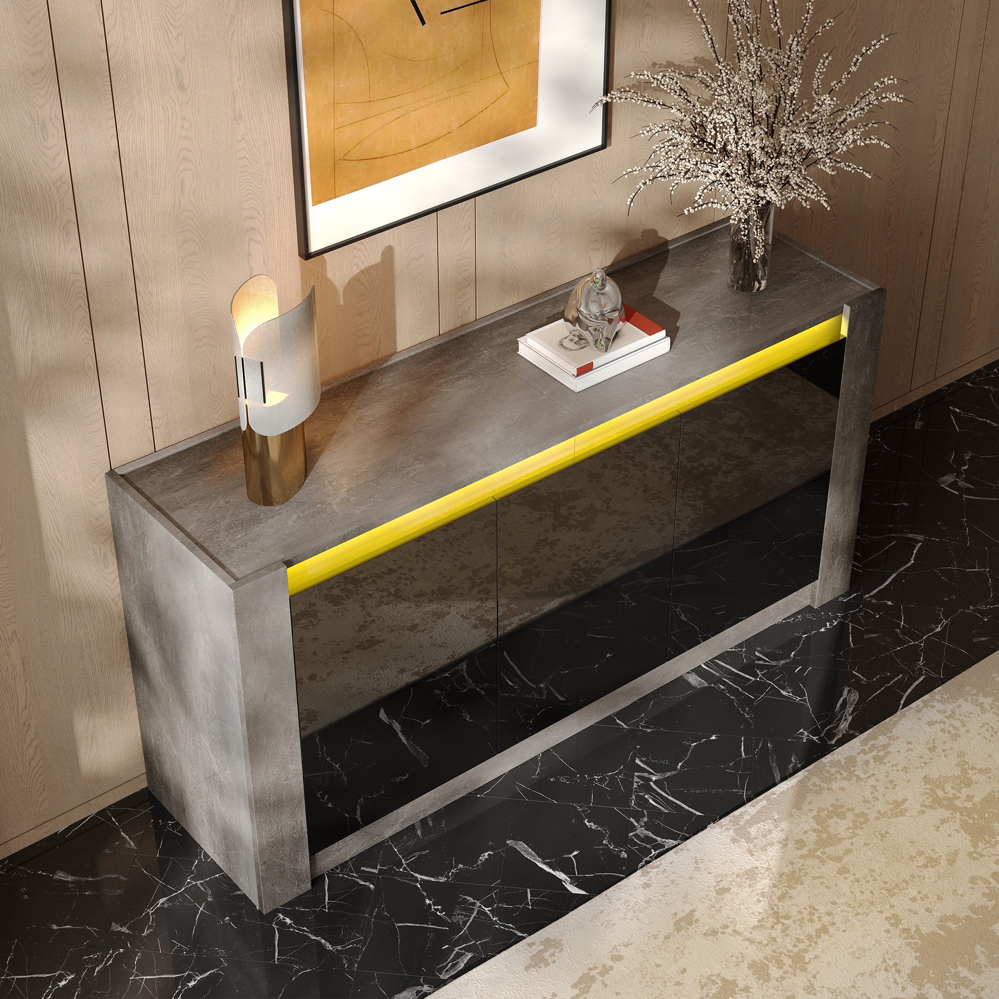 OKWISH Sideboard Hochglanz farblich passender Kabinett günstig online kaufen