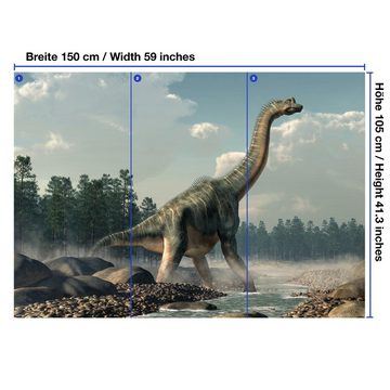 wandmotiv24 Fototapete Brachiosaurus Dino im Wasser, glatt, Wandtapete, Motivtapete, matt, Vliestapete