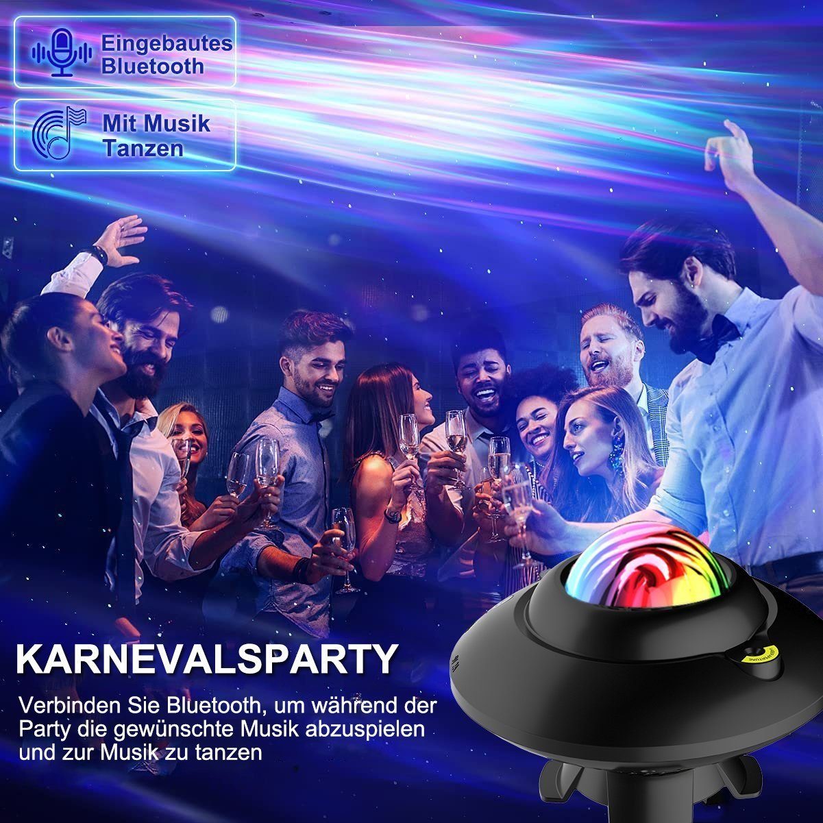 XERSEK LED Sternenhimmel Projektor Kinder Nachtlicht GALAXY Lampe Beamer (Weihnachtsbeleuchtung,Halloween Lichter,mit Fernbedienung, Beleuchtungsmodi,Bluetooth Lautsprecher & Timer Funktion)