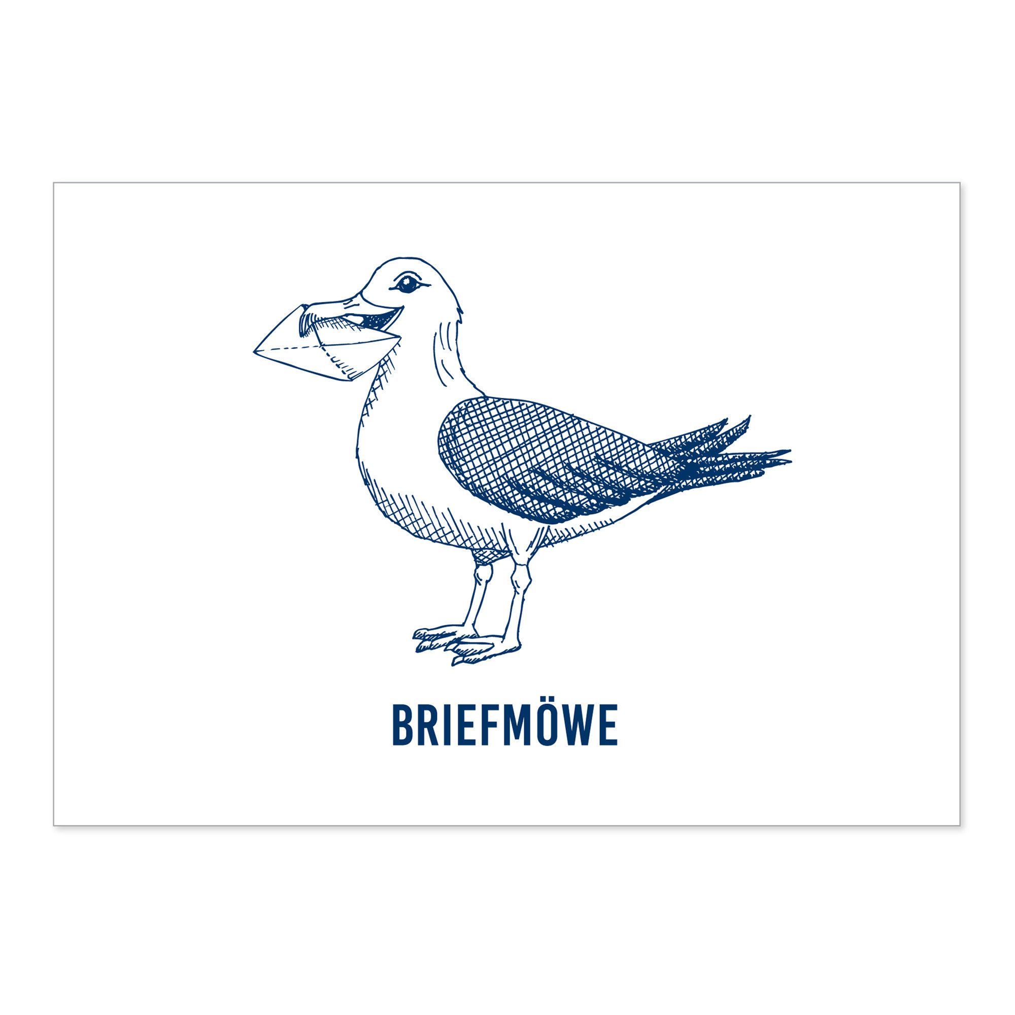 Bow & Hummingbird Postkarte Maritime Postkarte "Briefmöwe" aus Recyclingpapier