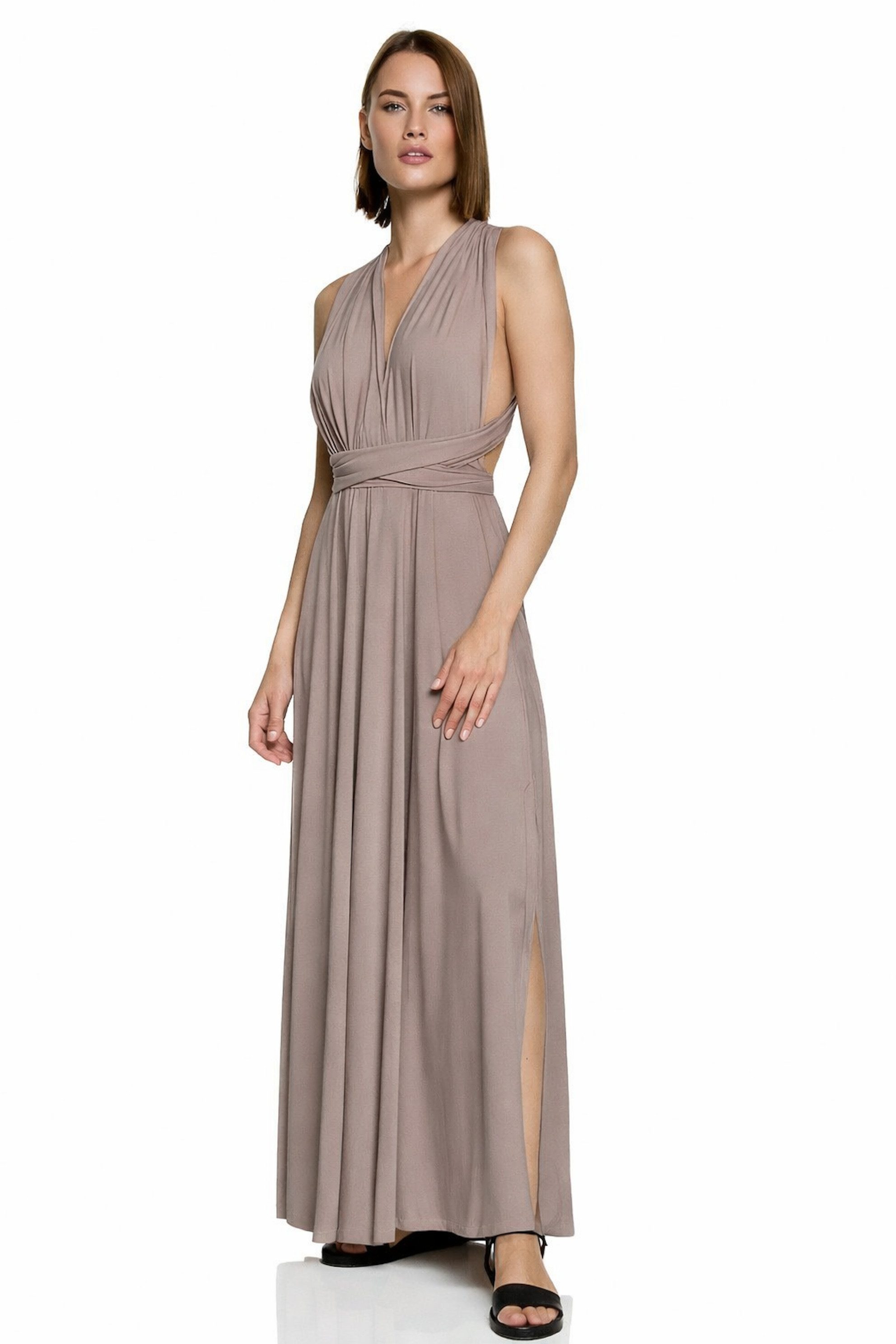 Worldclassca Abendkleid Worldclassca Abendkleid Partykleid Lang mit Schlitz Sommerkleid Maxikleid Cocktailkleid Wickelkleid Elegant Schulterfrei Ärmellos