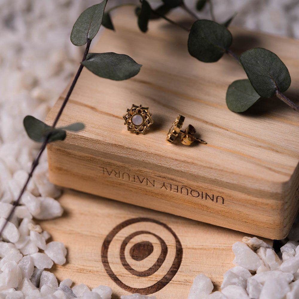 Holzkern Ohrring-Set Composition Ohrringe mit weißem Perlmutt - Holzkern Modell: Jewelry