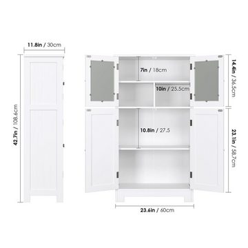 HOMECHO Mehrzweckschrank Badezimmerschrank mit Türen und Ablagen Hochschrank