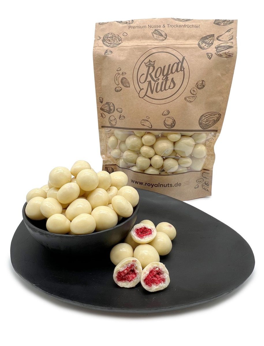 Royalnuts Genuss GmbH Schokolade 500g Himbeeren mit weißer Schokolade, Royalnuts