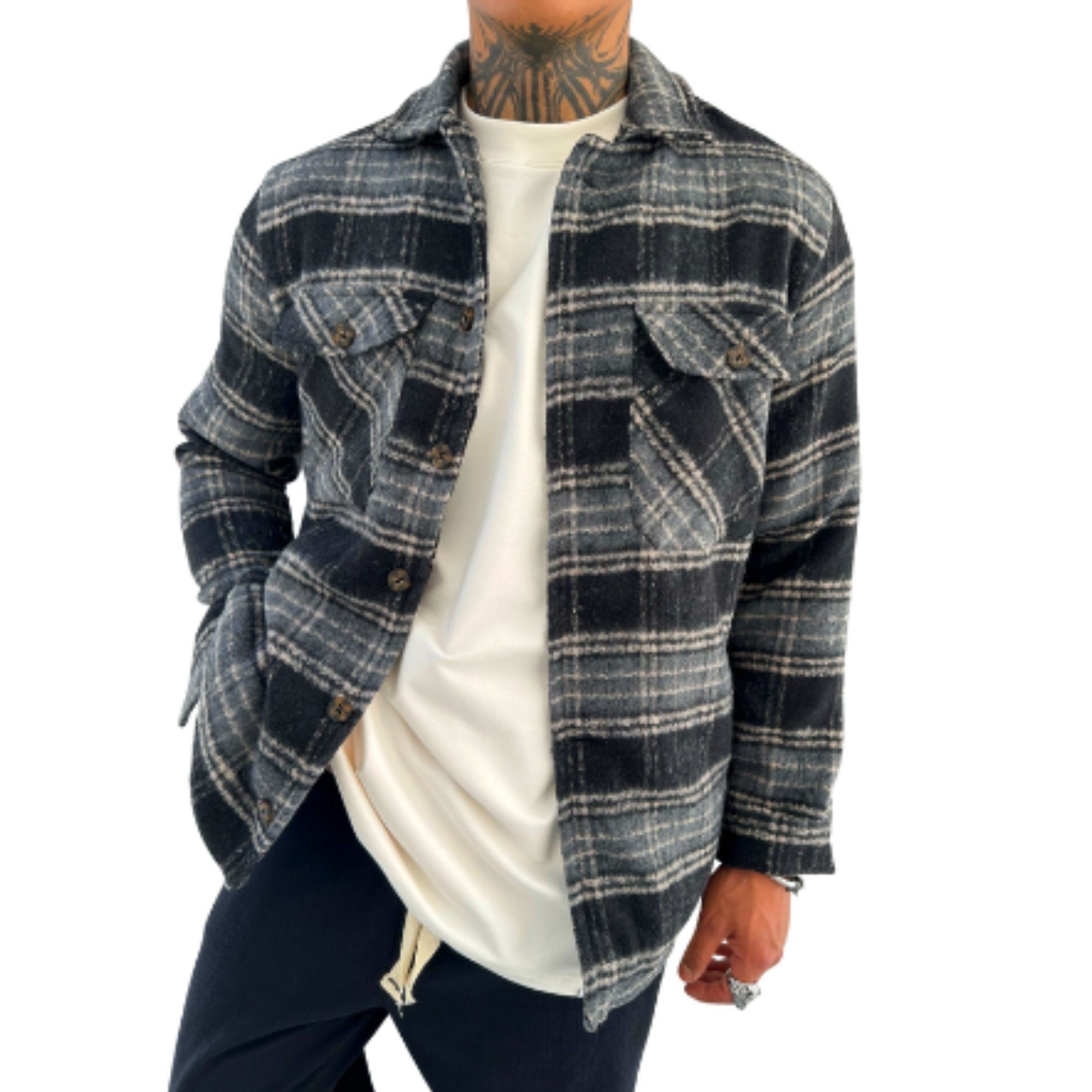 Megaman Jeans Flanellhemd Herren Flanell Jacke Holzfällerhemd, Outdoor Baumwolle Freizeithemden