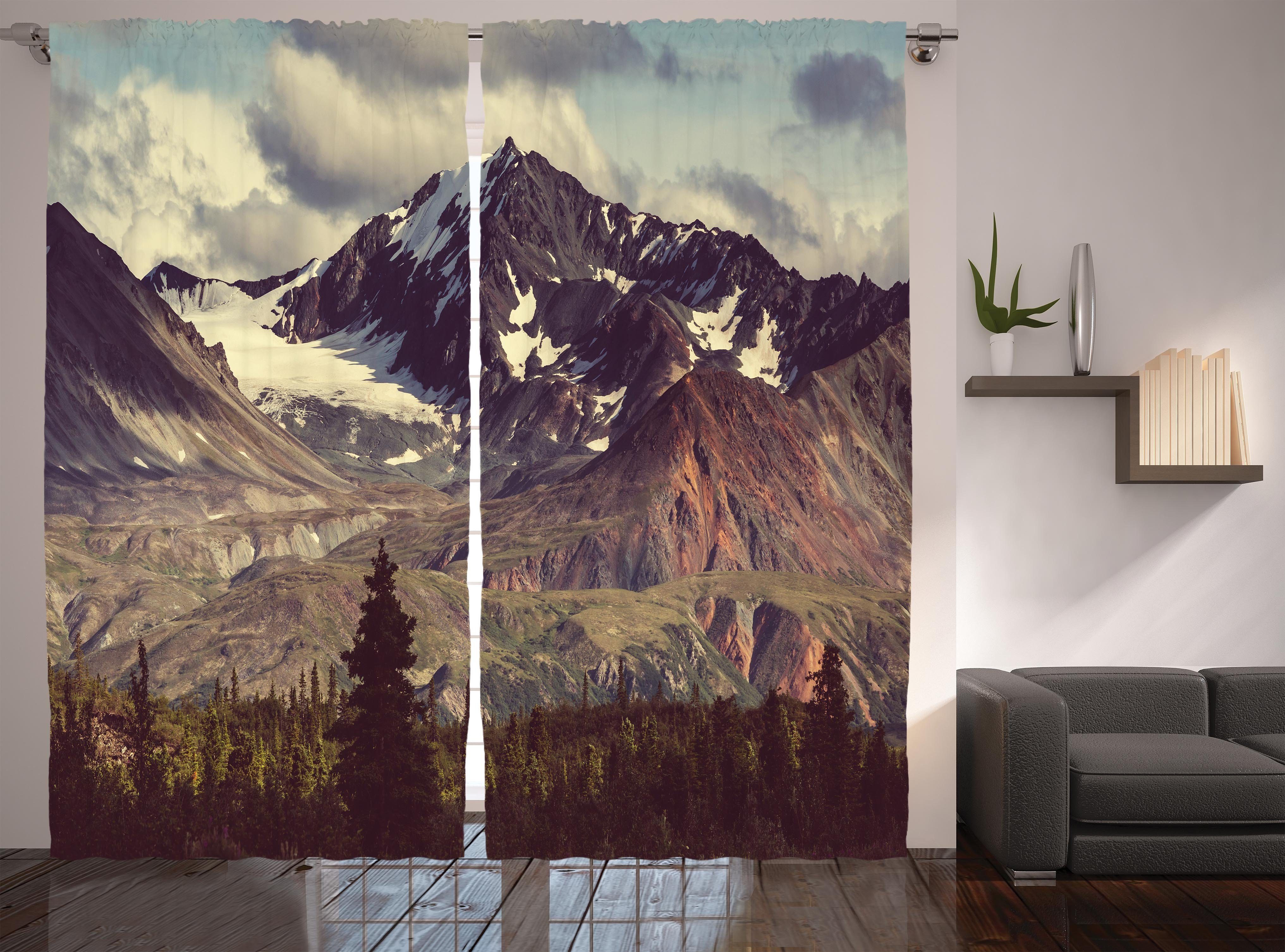 Haken, Schlafzimmer Abakuhaus, Vorhang Gardine und Schlaufen Berg Kräuselband Alaska-Landschaft mit
