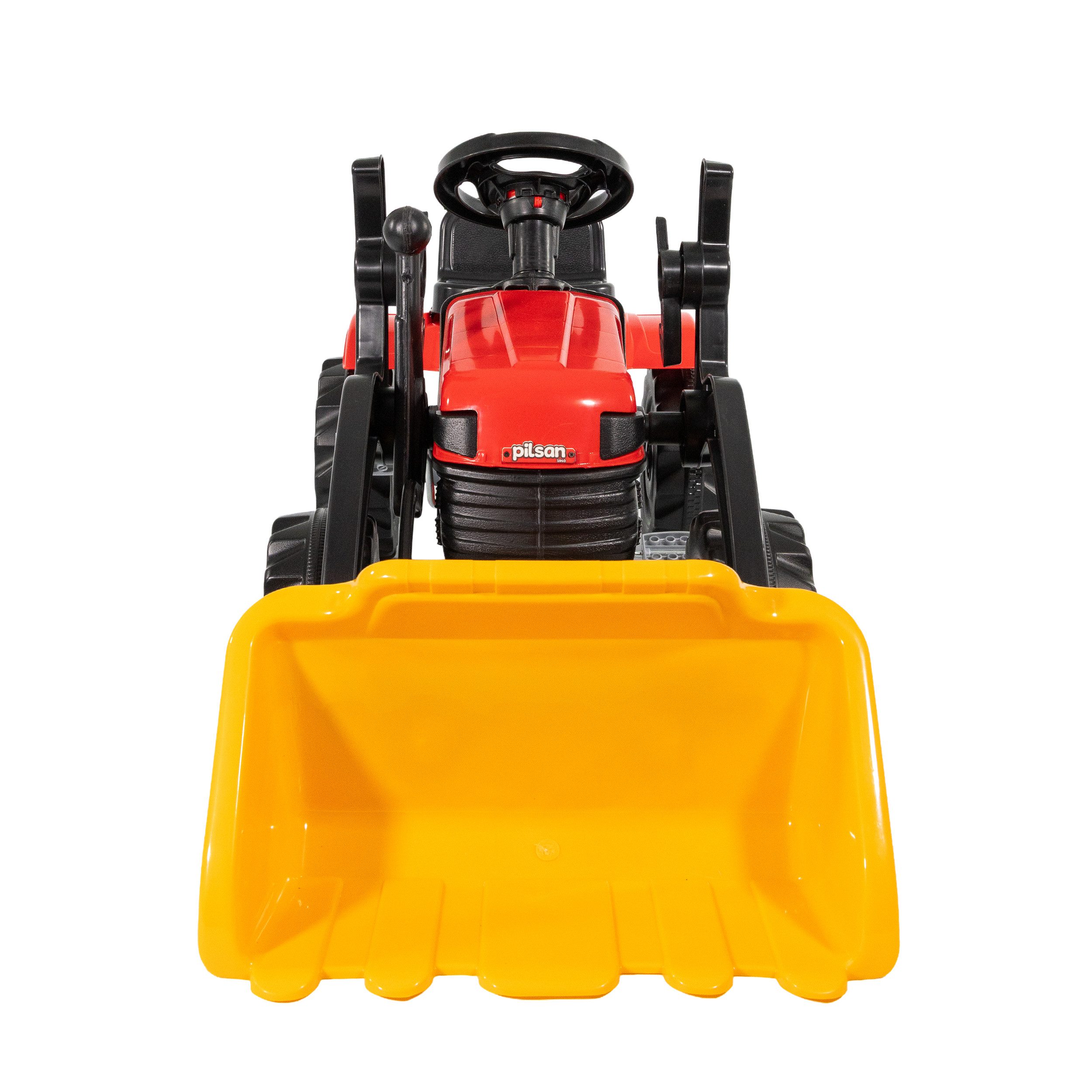 Lemodo Trettraktor Kindertraktor mit Schaufel und Hupe, Trettrecker in gelb
