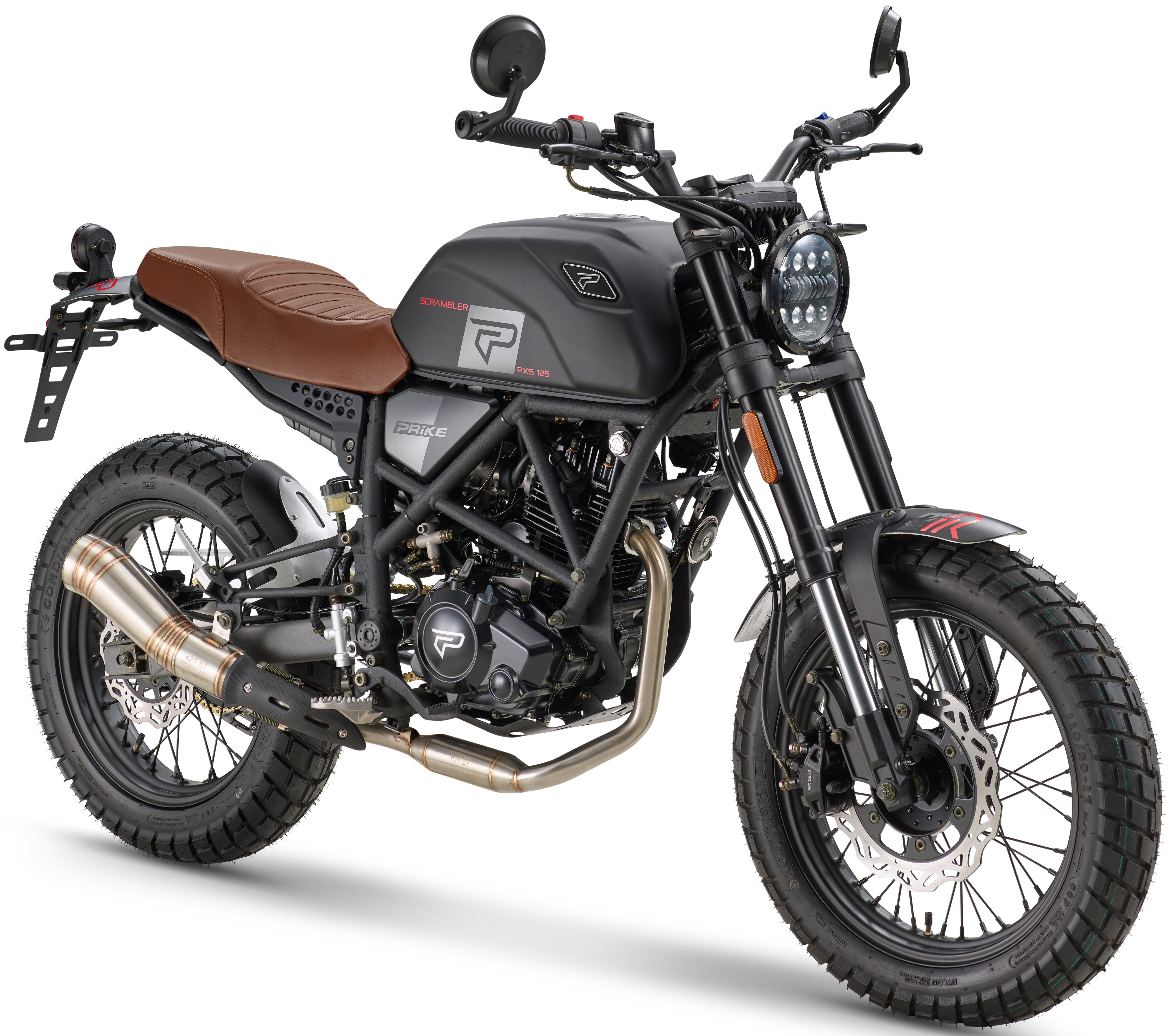 PRIKE Motorrad PXS 125 Scrambler, E5+, 124 ccm, 85 km/h, Euro 5+, 7,3 kW, 9,9 PS, CBS, 125er Scrambler-Design, digitales Cockpit