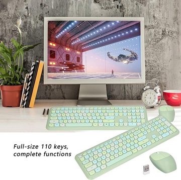 Dilwe Schneller Zugriff auf Multimedia-Funktionen Tastatur- und Maus-Set, Verbesserte Büroeffizienz und Komfort mit Retro ergonomischem Design