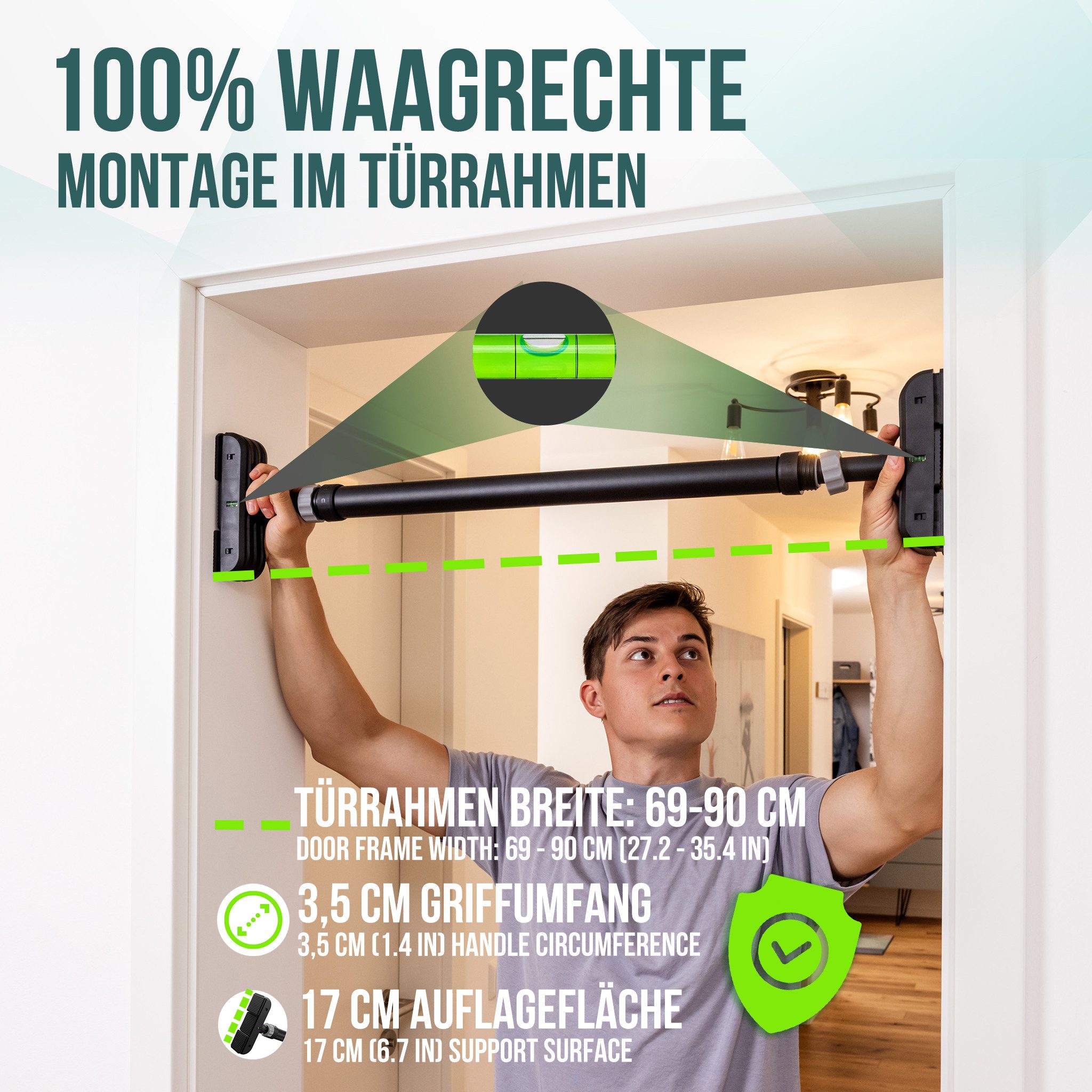 Pullup & Dip Klimmzugstange Klimmzugstange Türrahmen Teleskop (1-tlg) – Bild 4 von 5