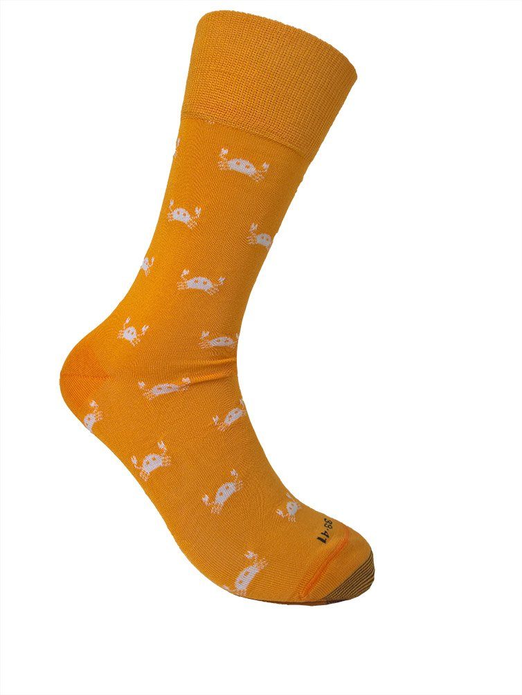 Sangiacomo Komfortsocken Socke mit Krabben Muster (1-Paar) aus hautfreundlicher Baumwolle Gelb