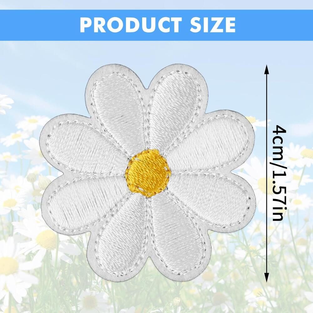 FELIXLEO Aufnäher Aufbügelbare Patches Gänseblümchen Blumen DIY, (20-tlg) – Bild 2 von 3