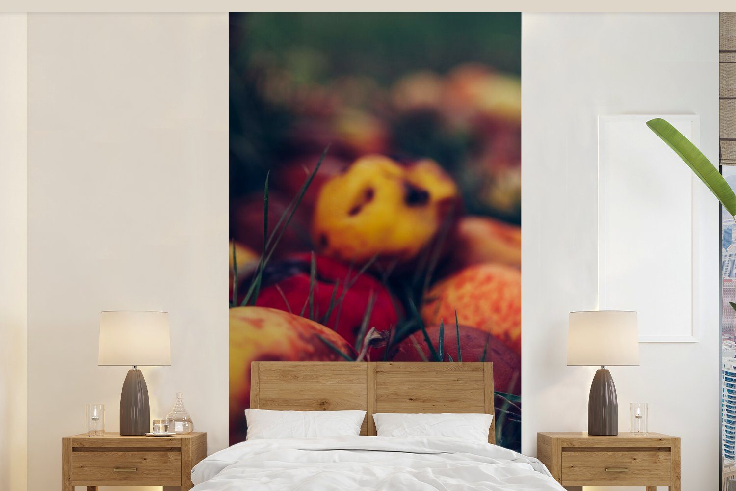MuchoWow Fototapete Landdekoration - Herbst - Apfel - Obst, Matt, bedruckt, (2 St), Vliestapete für Wohnzimmer Schlafzimmer Küche, Fototapete