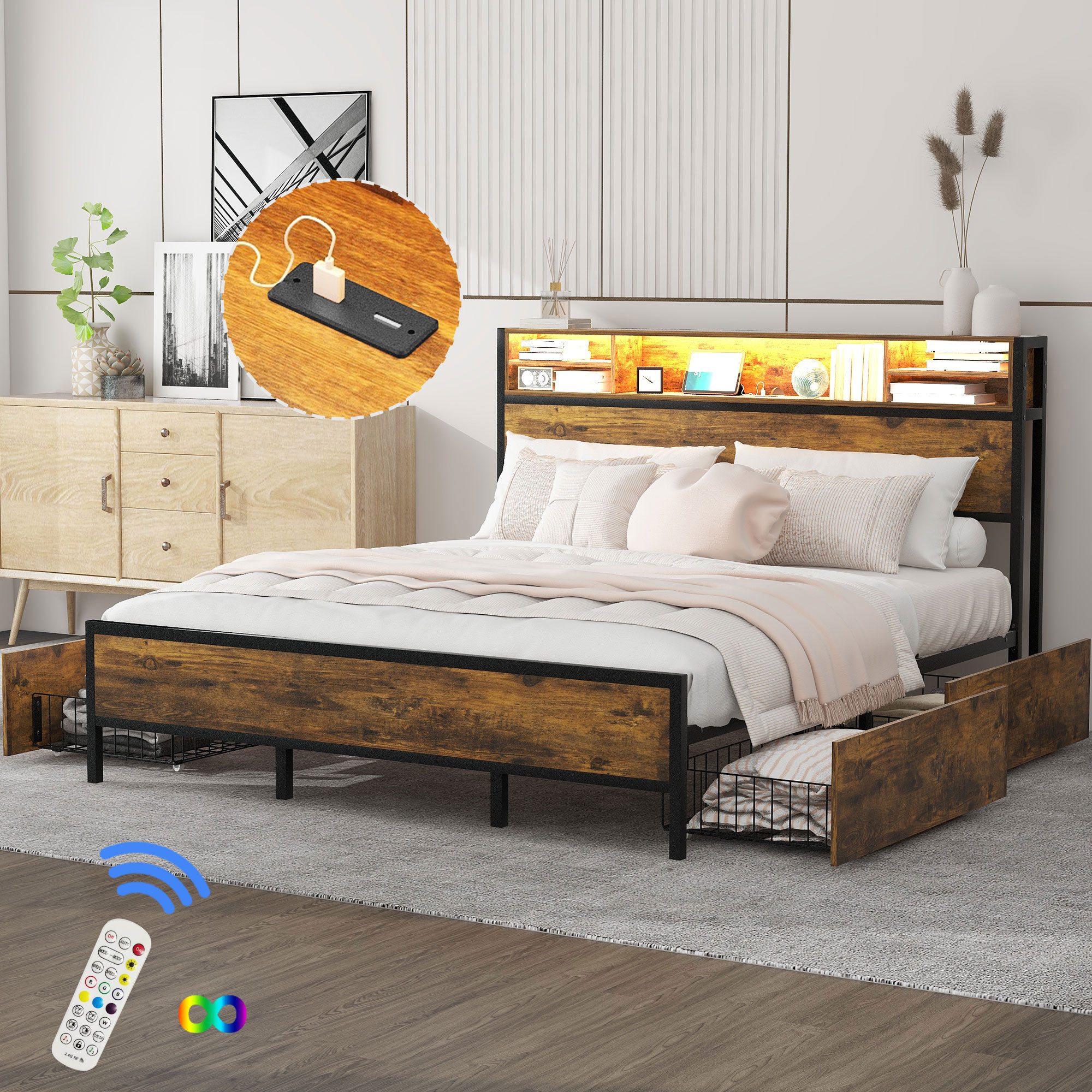 TavilaEcon Metallbett Flachbett Doppelbett Jugendbett Erwachsenebett mit 4 günstig online kaufen