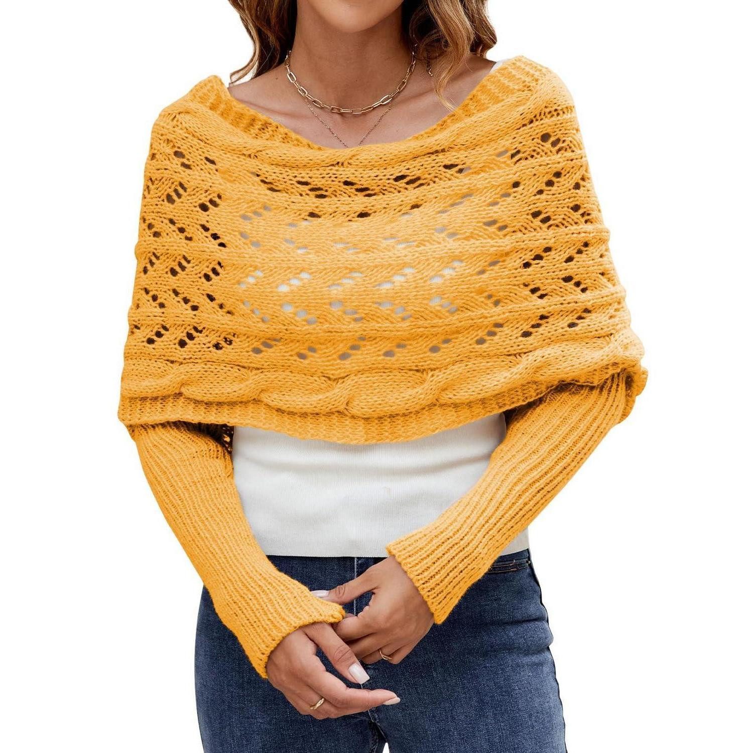 LuxusKollektion Strickschal Poncho Damen mit Ärmeln Einheitsgröße Gelb, (1-St)