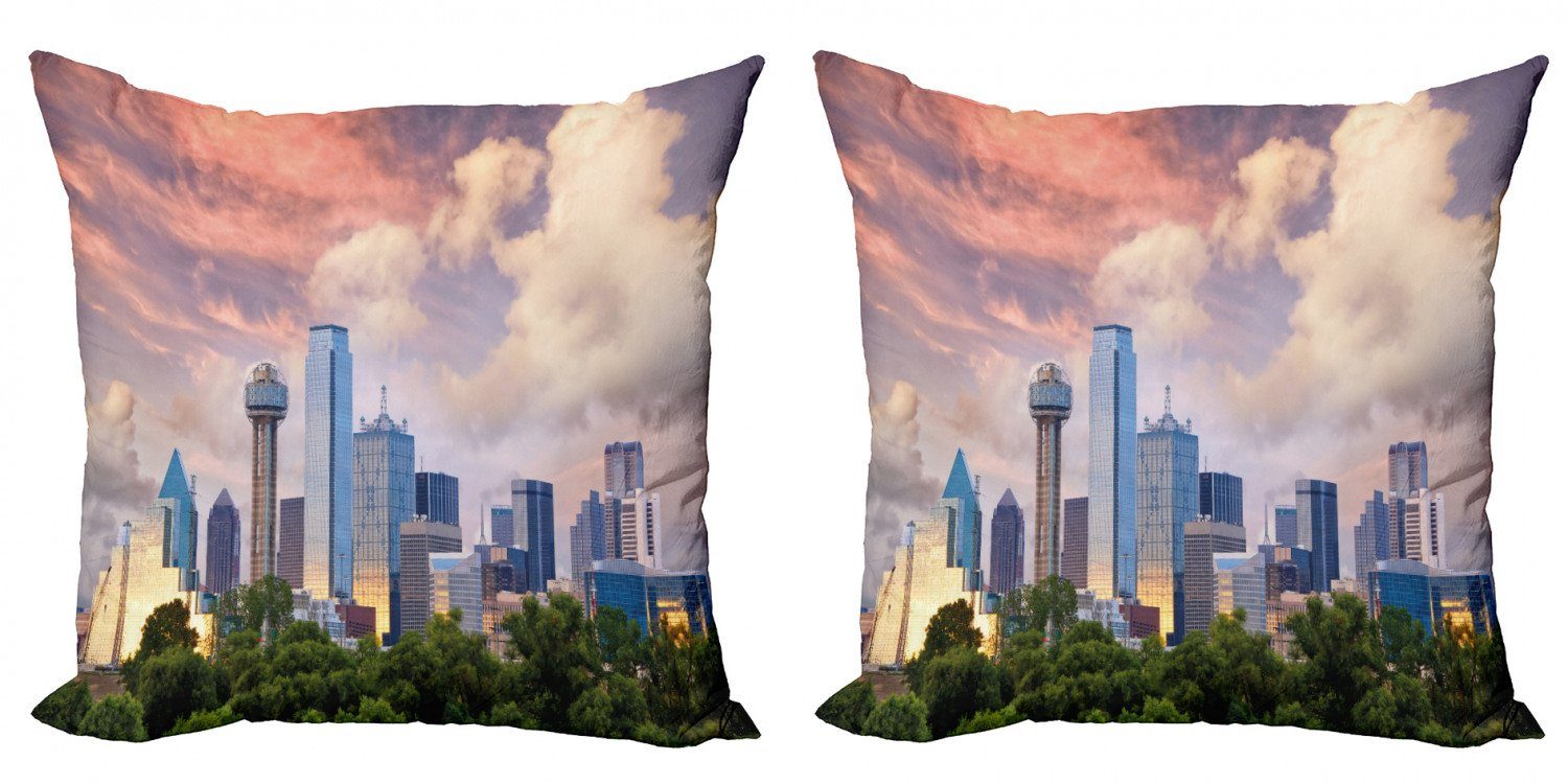 Accent Doppelseitiger Digitaldruck, Skyline (2 Staaten Modern Stück), Abakuhaus Dallas Kissenbezüge Vereinigte