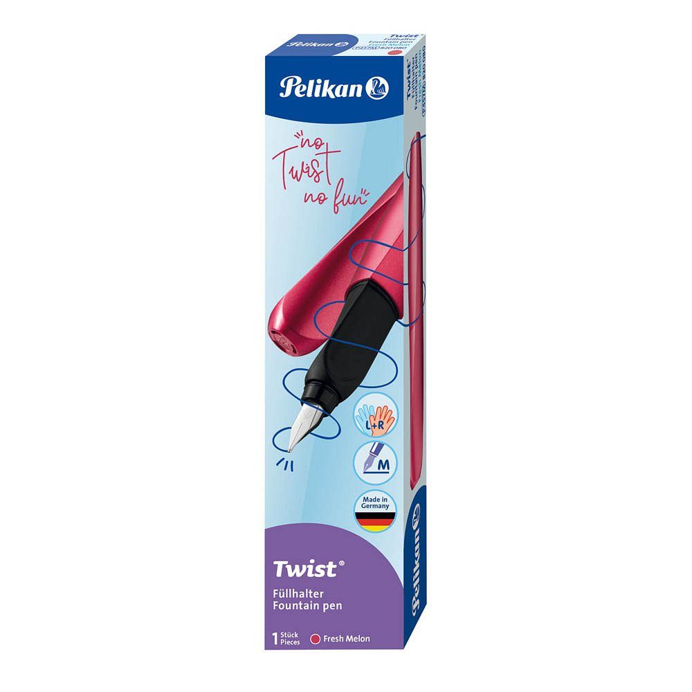 Pelikan Füller 1 Linkshänder (1-tlg) P457 für Twist Füller M-Feder pink, mit Rechts-&