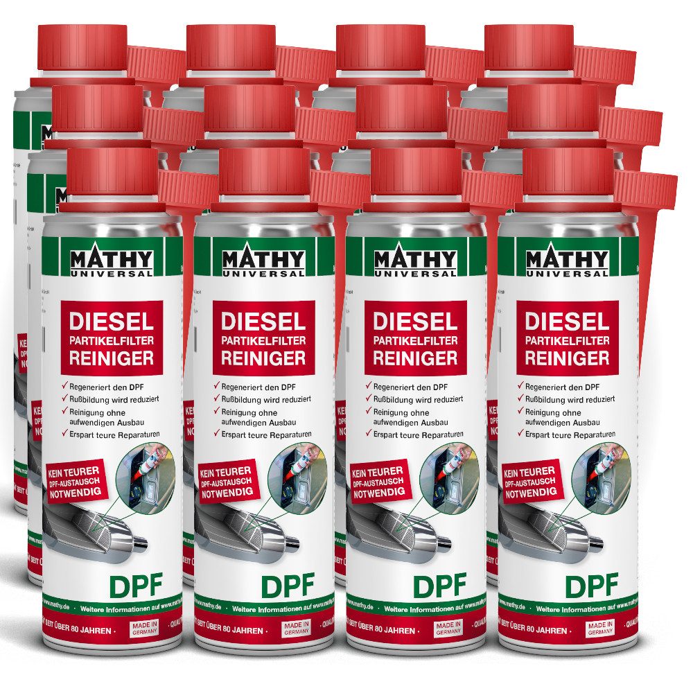 MATHY Diesel-Additiv MATHY-DPF Dieselpartikelfilter-Reiniger 12 x 300 ml, 3,6 l, (12-St) Reinigt den Diesel-Partikelfilter