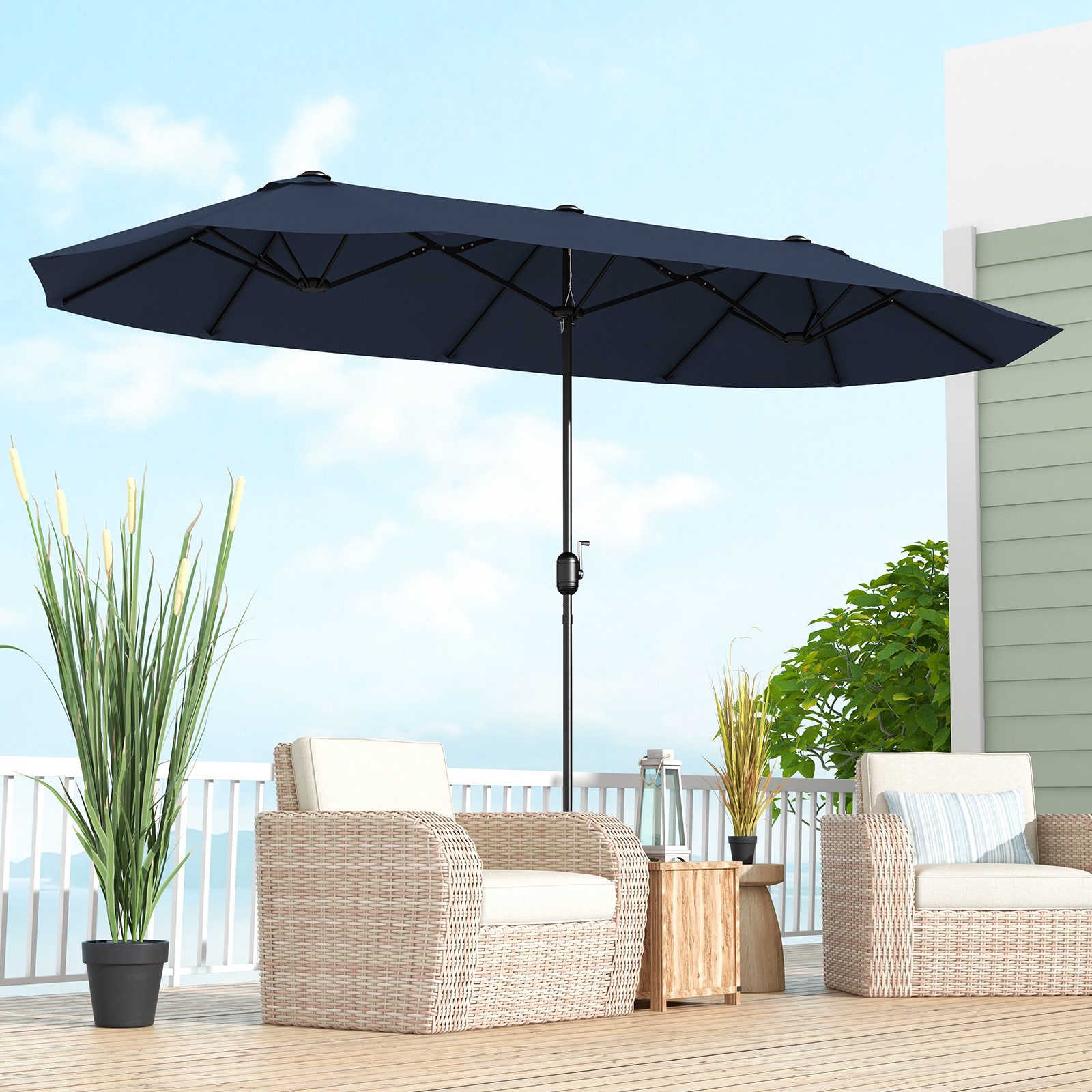 COSTWAY Sonnenschirm 400x200cm Gartenschirm, mit Ständer, günstig online kaufen