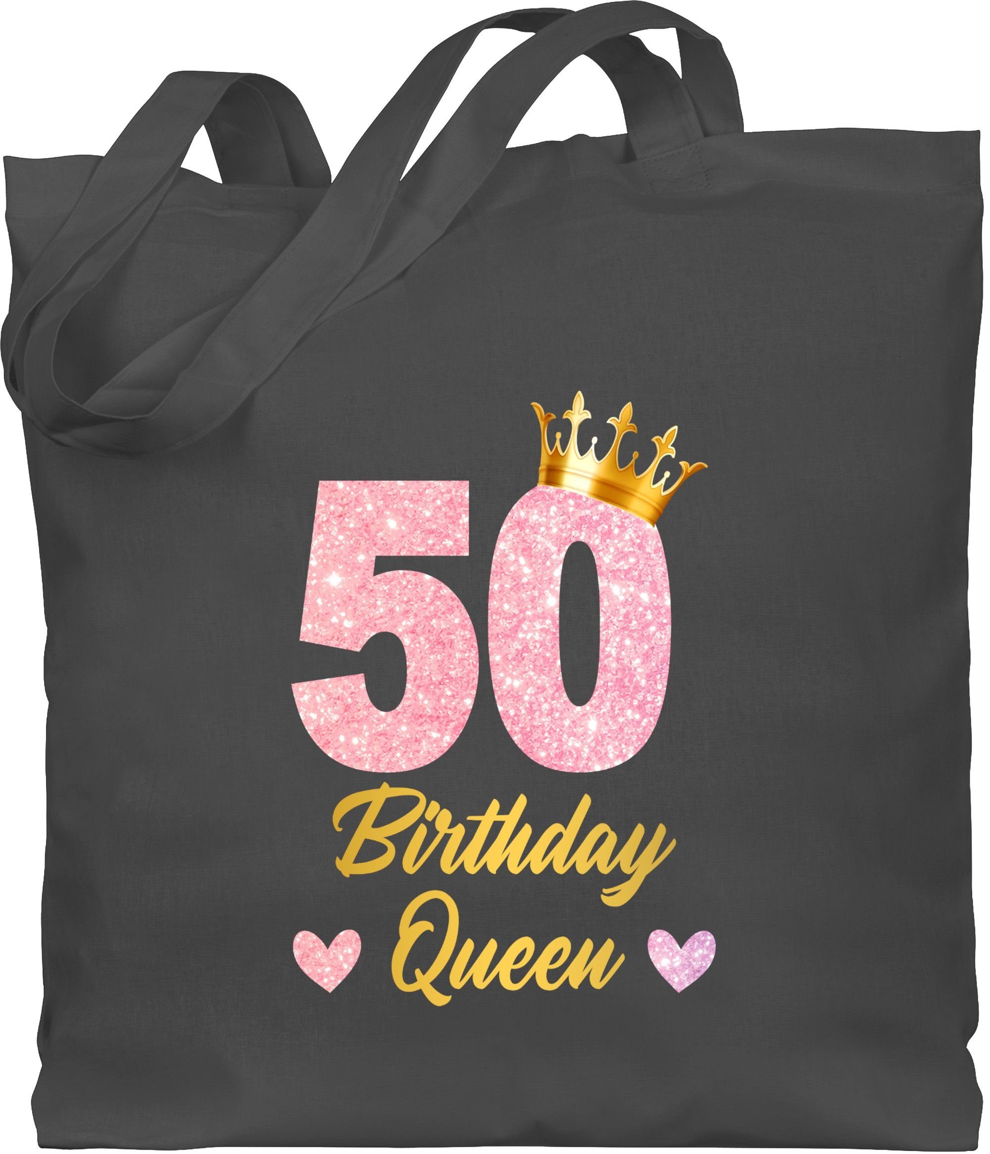 Shirtracer Umhängetasche 3 50, Geburtstag 50. 50 Queen Dunkelgrau Birthday Königin Geburtstagsgeschenk Geburtstags