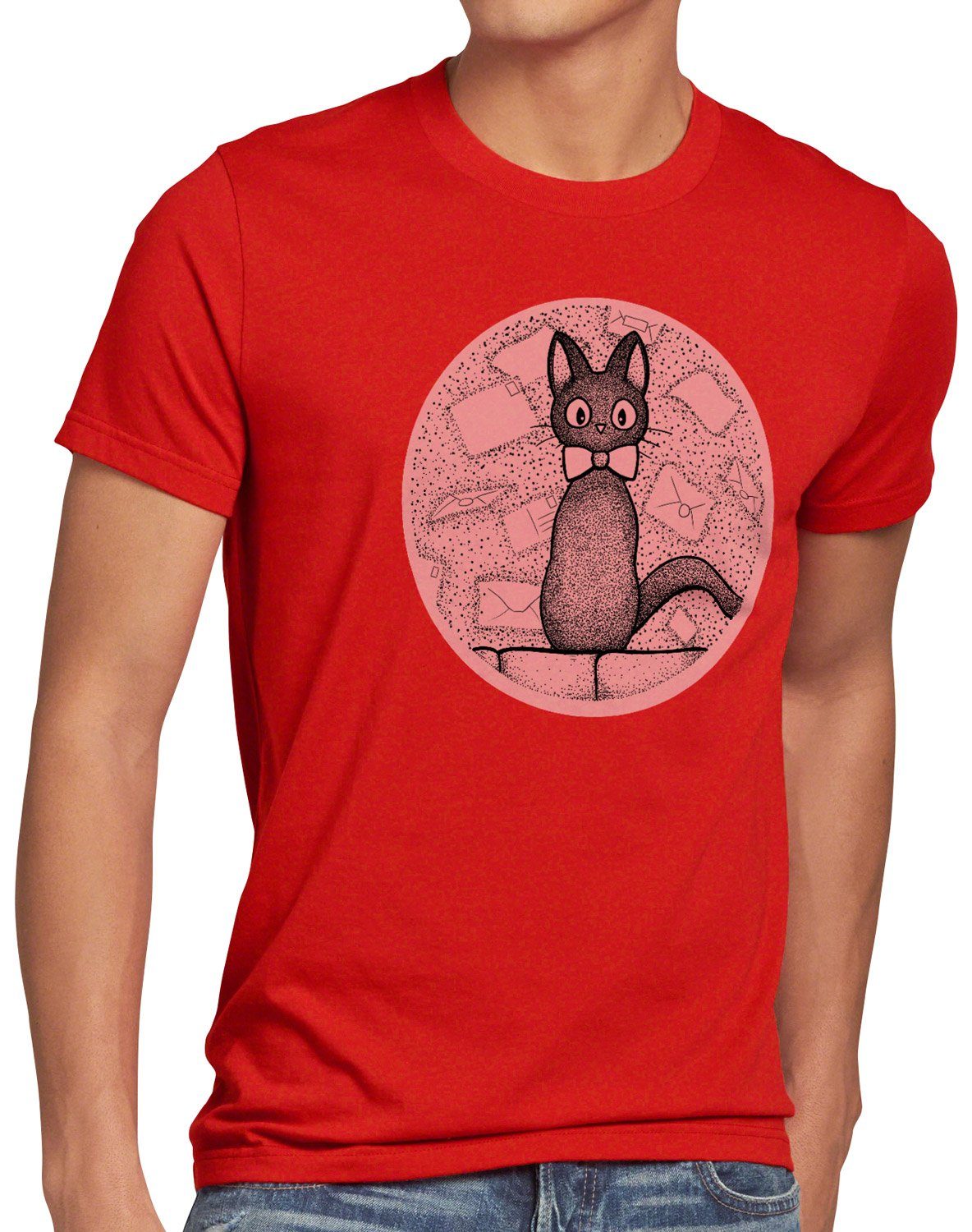 style3 Print-Shirt Herren T-Shirt Dot Kiki majo no kleiner lieferservice hexe takkyūbin rot