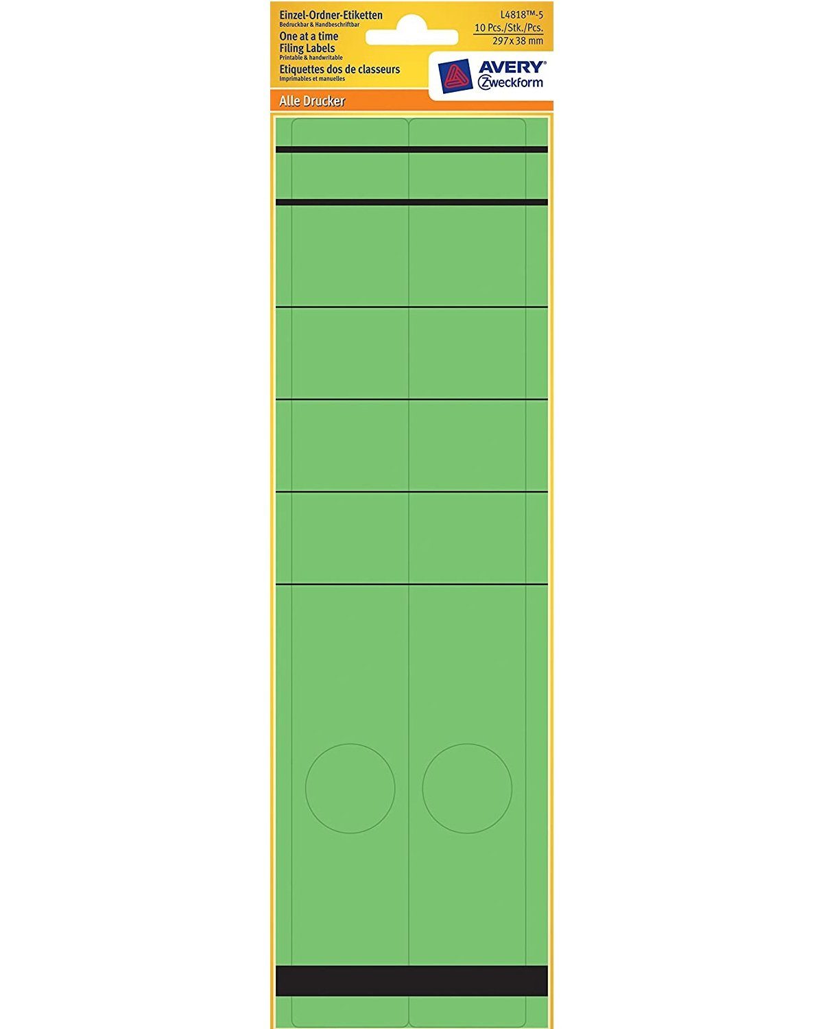 Avery Zweckform Ярлыки 10x Папки с файлами-Etiketten A4 Schmal Lang Grün, A4 Папки с файламиrücken Rückenschilder Папки с файлами-Aufkleber