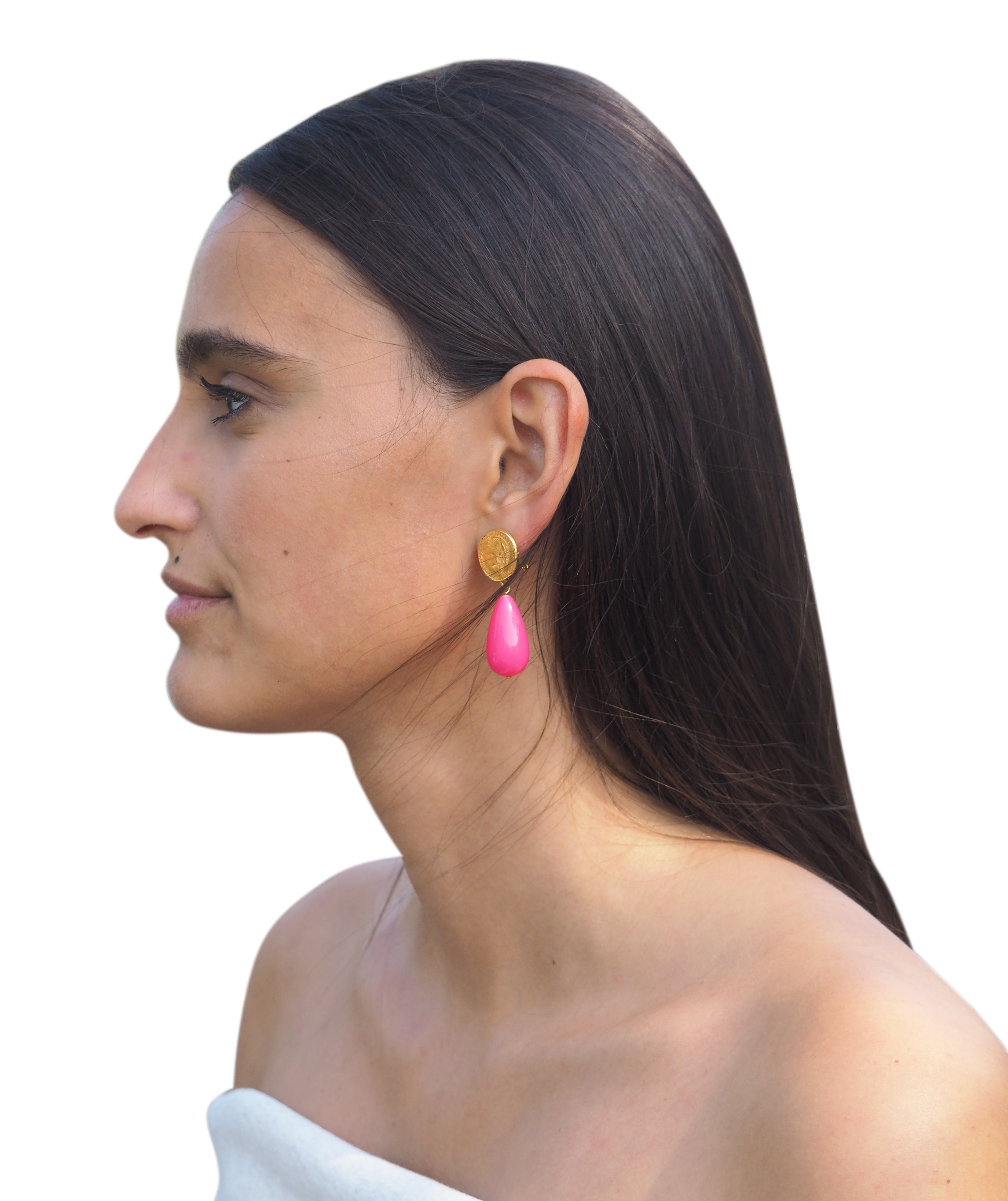Mugello Paar Ohrclips Lydia Clips pink stylische Hingucker knallig farbenfroh Sommer, made in Germany Designer JustWin, Statementohrringe