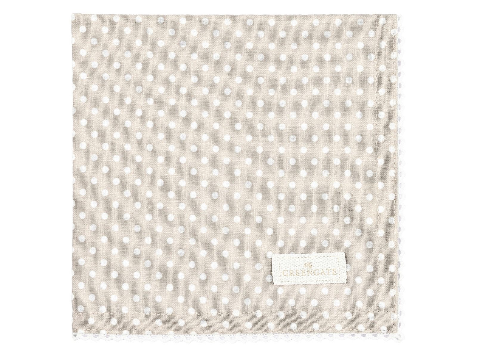 Greengate Stoffserviette Dotty Stoffserviette mit Spitze beige 40x40cm