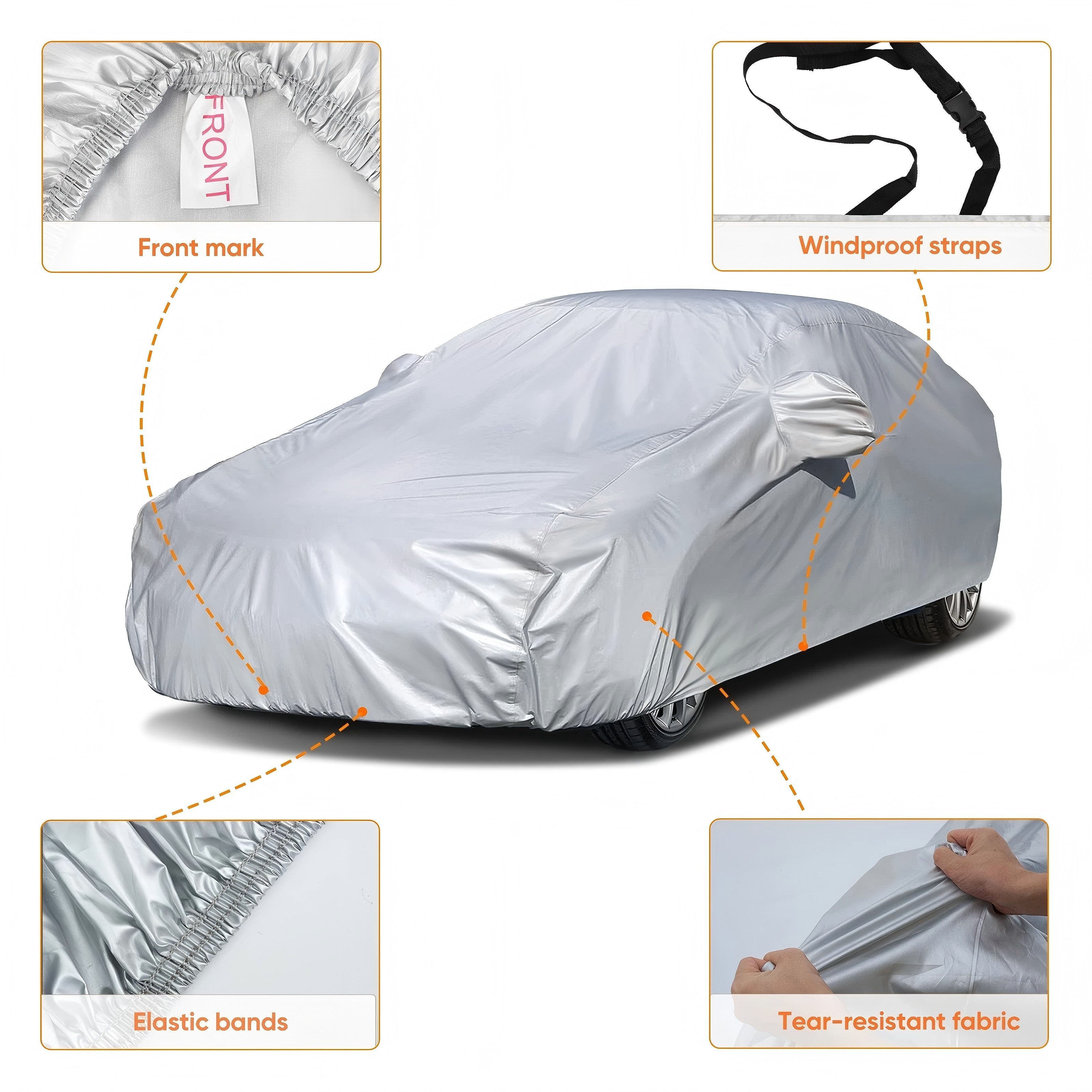 MIBODE Autoplane Autoplane Autoschutzhülle Auto Abdeckplane Car Cover Autoplane Silber