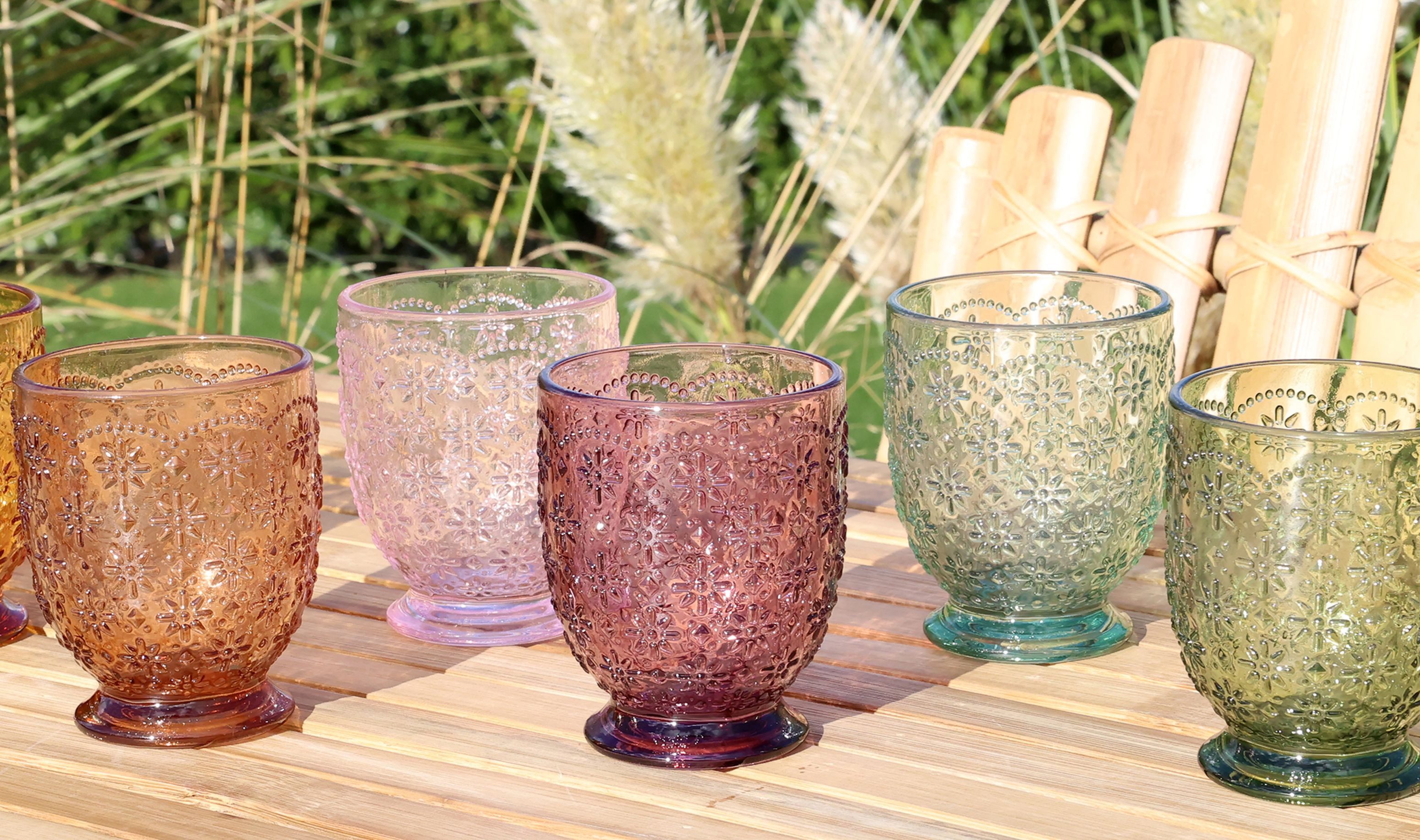 Chic Antique Gläser-Set Chic Antique - 6x Trinkgläser Wassergläser Saftgläser 250ml Bunt, Glas