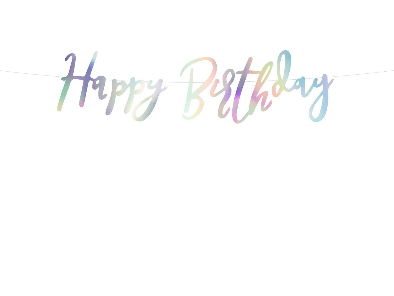 partydeco Wimpelkette, Happy Birthday Schriftzug Girlande 16x62cm silber irisierend