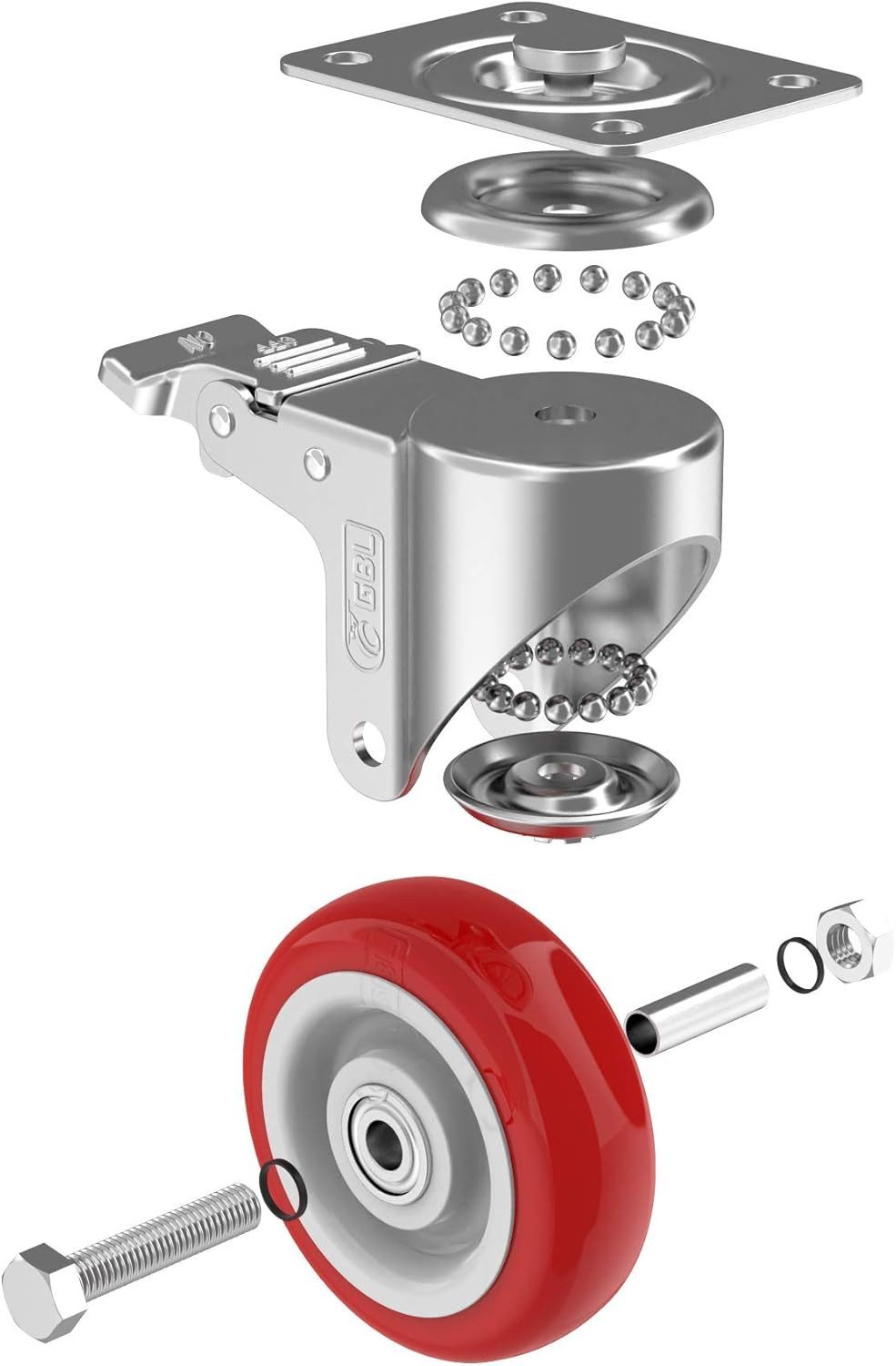 GBL Caster Wheels Möbelrolle GBL 4er Schwerlast Möbelrollen 125 mm, 800 kg, mit 2 Bremsen