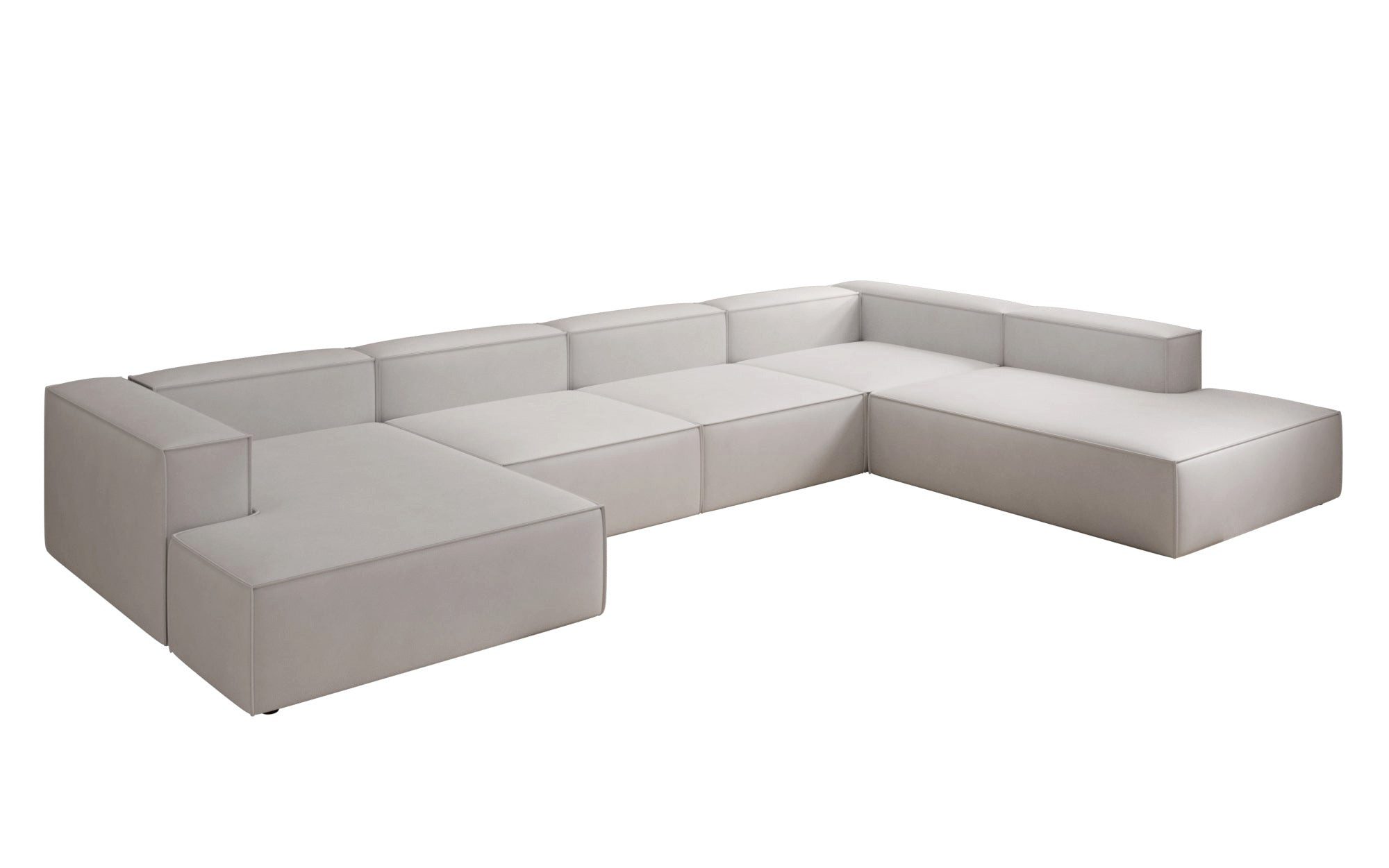 Luxusbetten24 Wohnlandschaft Designer Sofa Lesley U XXL, mit Bezug aus Echtleder