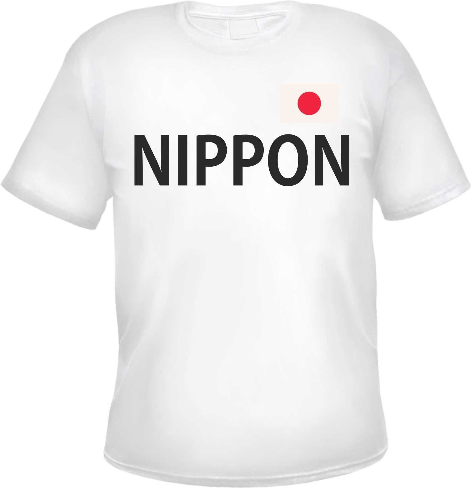 HB-Druck T-Shirt Japan Herren Shirt - Blockschrift mit Flagge - Tee Shirt Nippon Nihon aus 100% Baumwolle mit strapazierfähigem Aufdruck