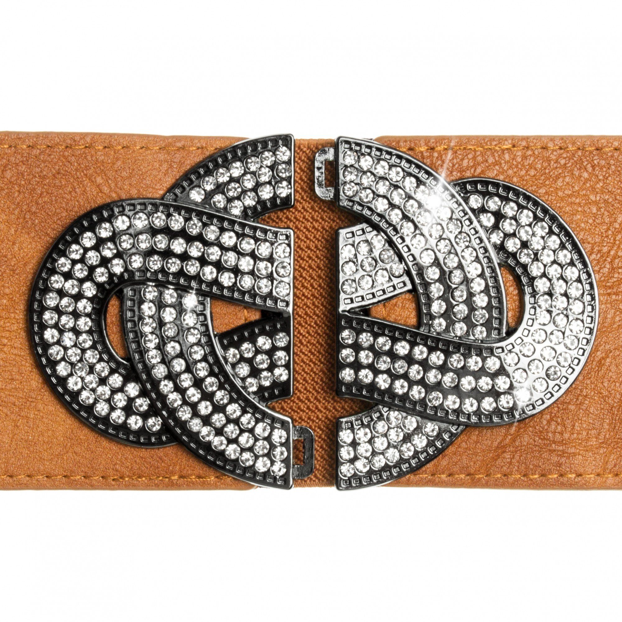 Caspar Taillengürtel GU294 breiter Damen Taillengürtel mit Glitzer Strass S günstig online kaufen