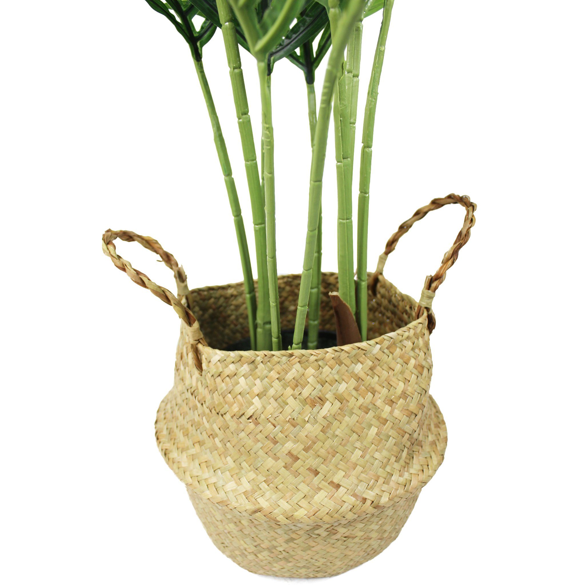 Kunstpalme künstliche Palme 90 cm mit Seegraskorb künstliche Pflanze
