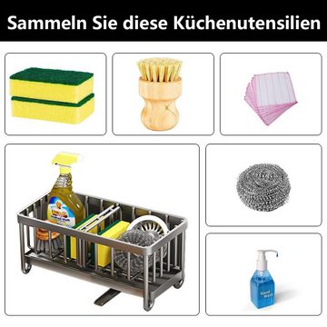 Fivejoy Küchenorganizer-Set Küchenspüle Organizer, Edelstahl Schwammhalter, Spülbürstenhalter