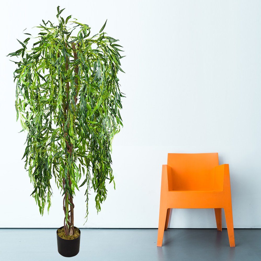 Kunstbaum Weide Weidenbaum Kunstbaum Künstliche Pflanze mit Echtholz 180 cm günstig online kaufen